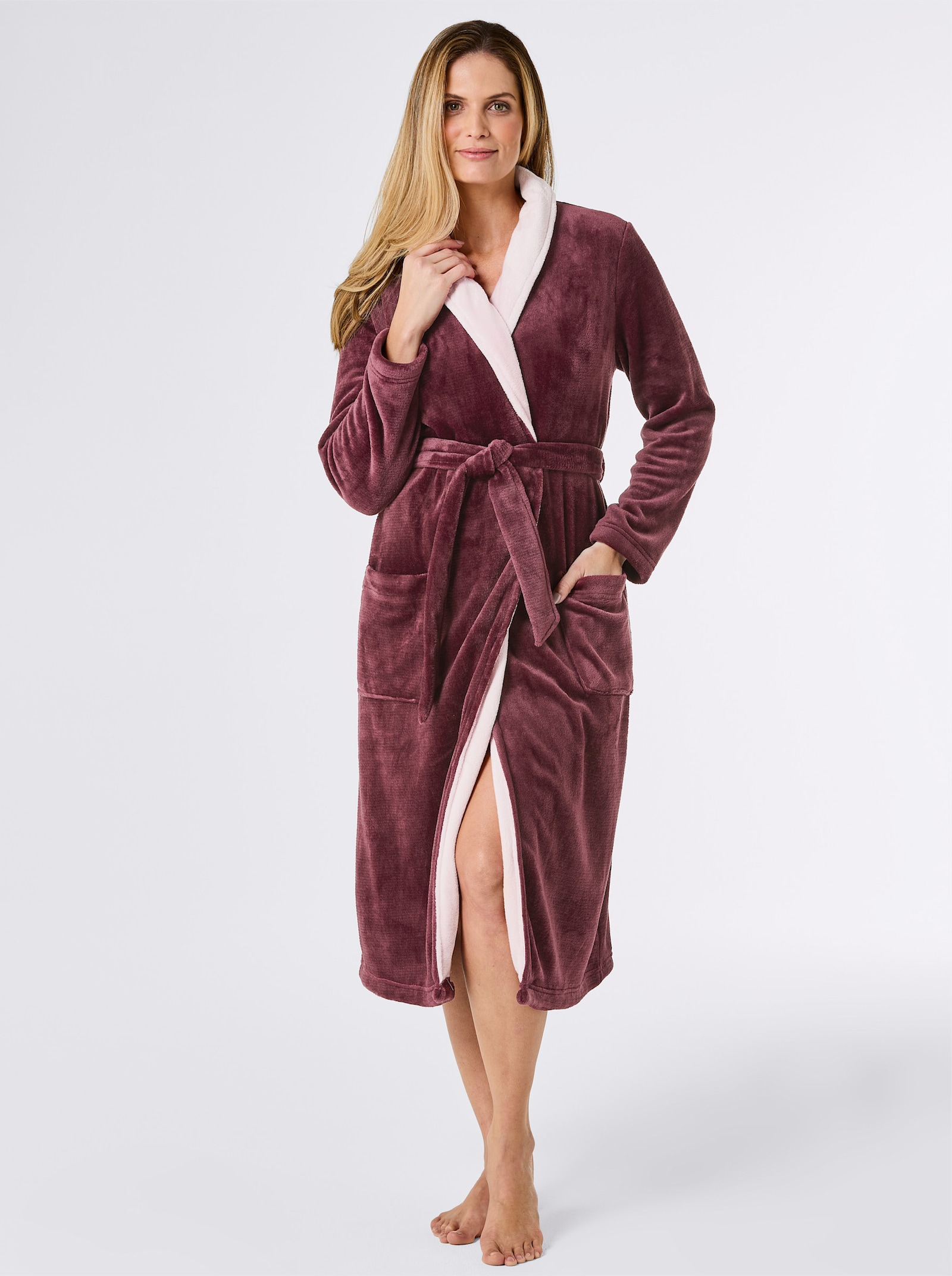 wäschepur Ochtendjas - burgundy/roze