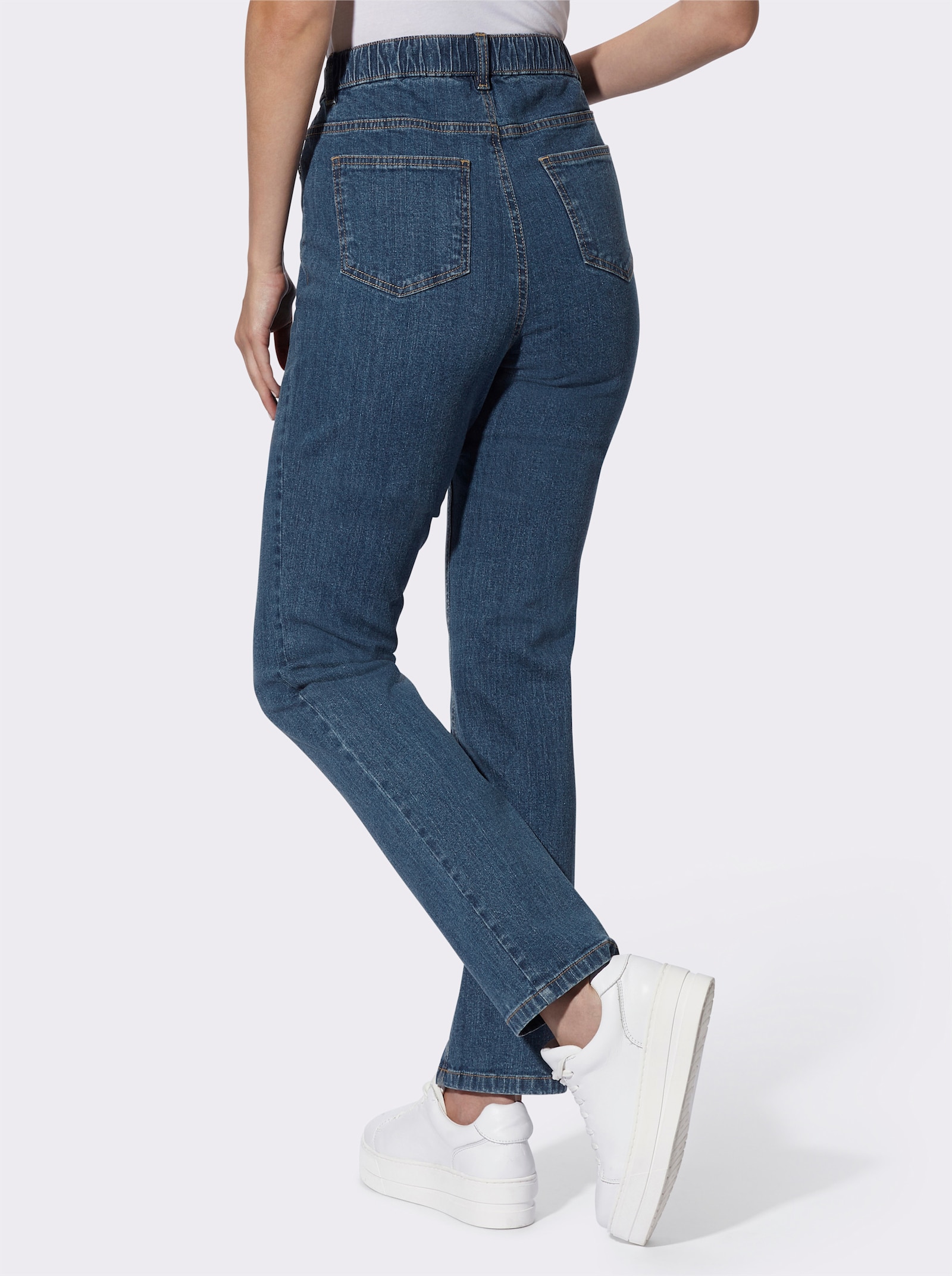 Jeans mit Dehnbund - blue-stone-washed