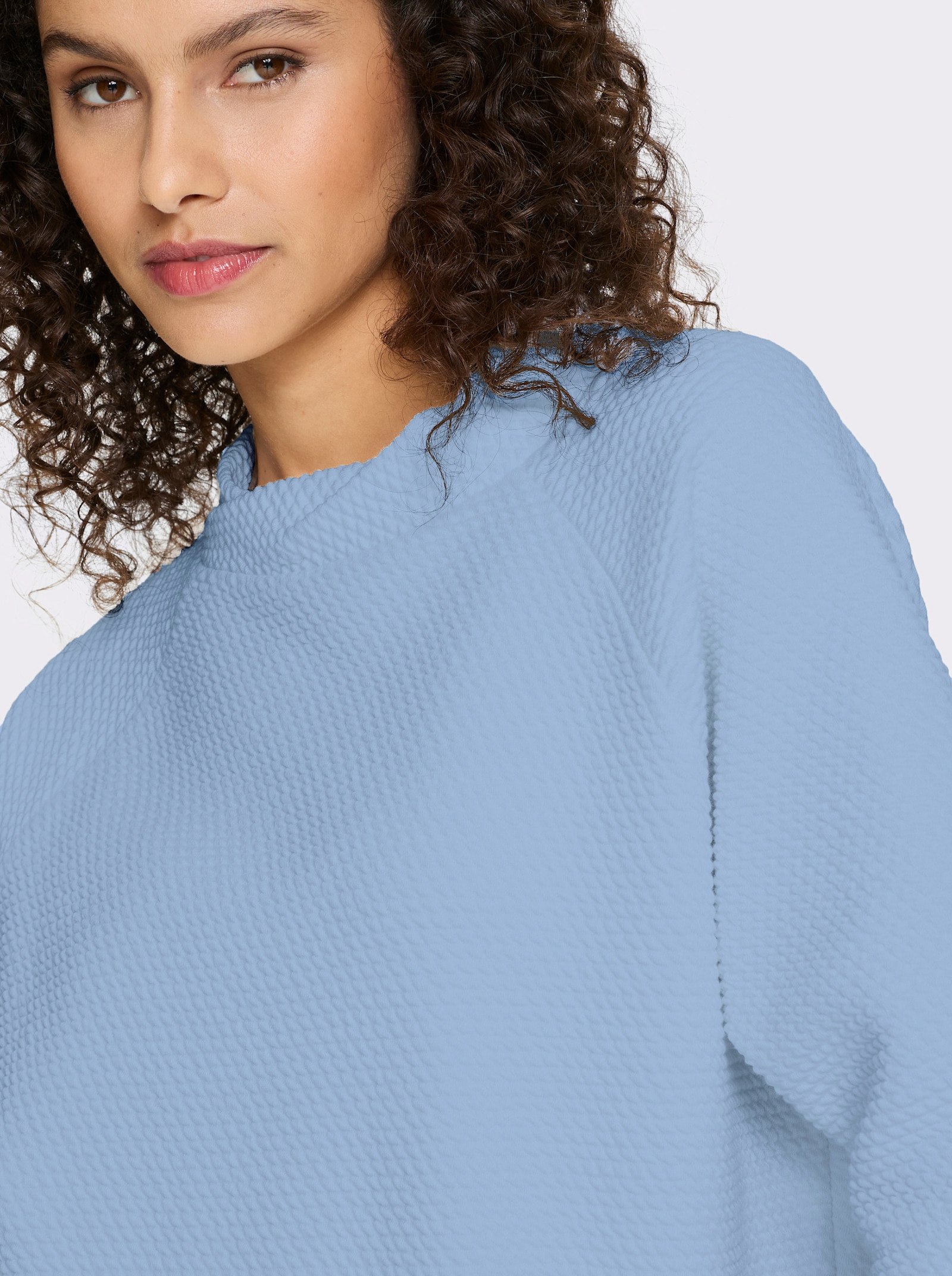 heine Stehkragenshirt mit Waffelstruktur - eisblau