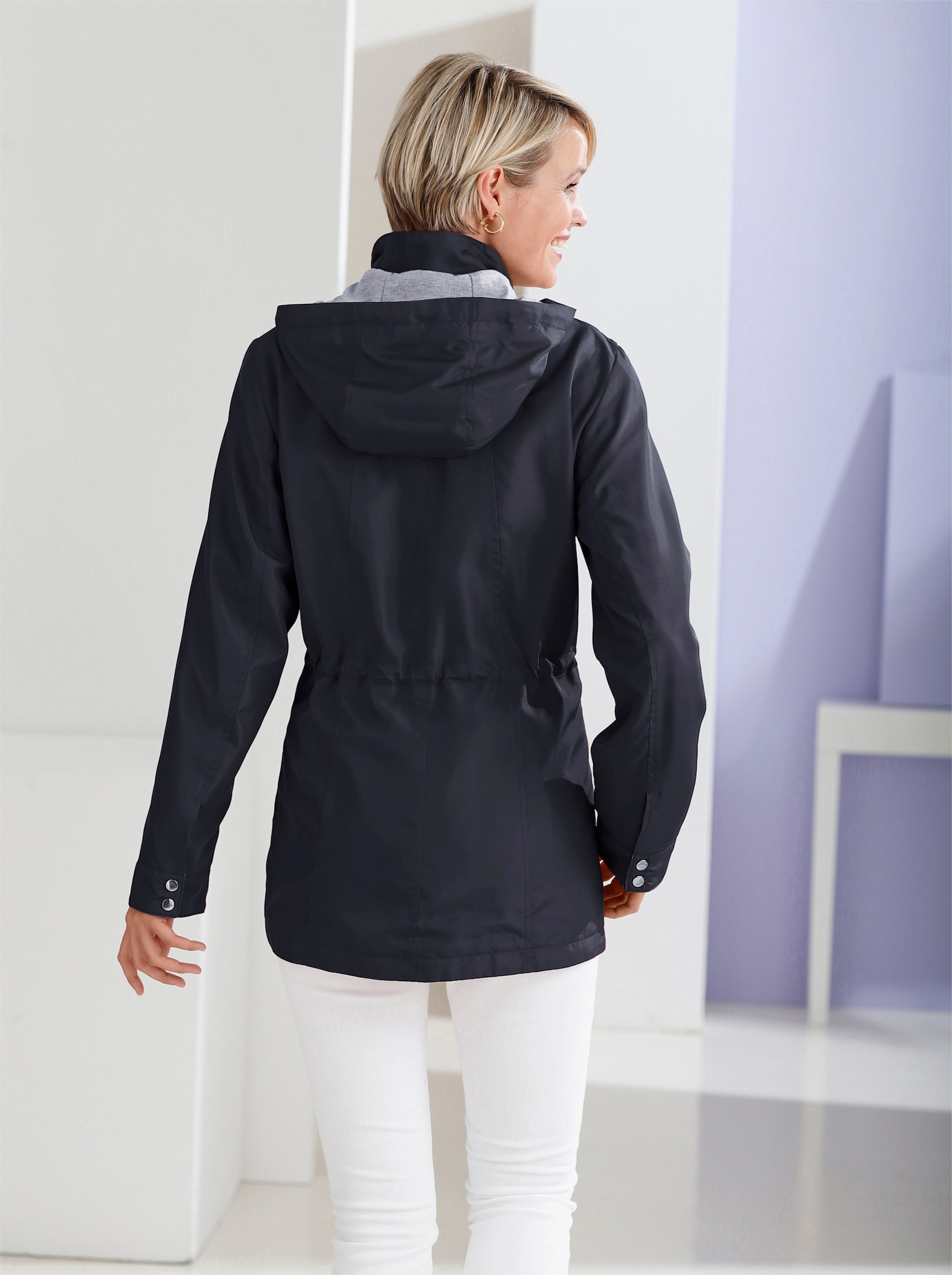 Freizeitjacke mit Tunnelzug in der Taille - marine