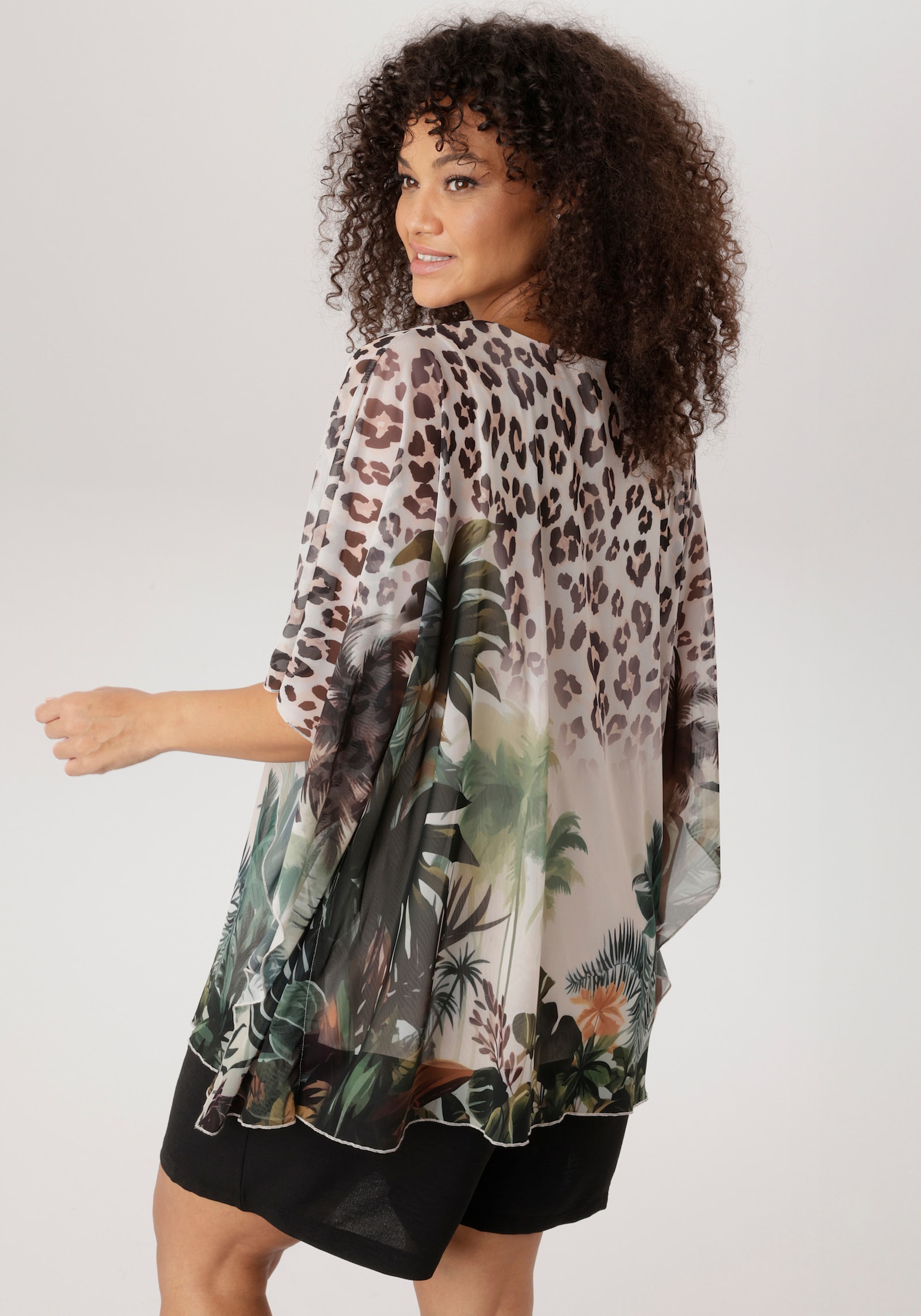 Aniston PLUS Blusenshirt - grün-braun-natur