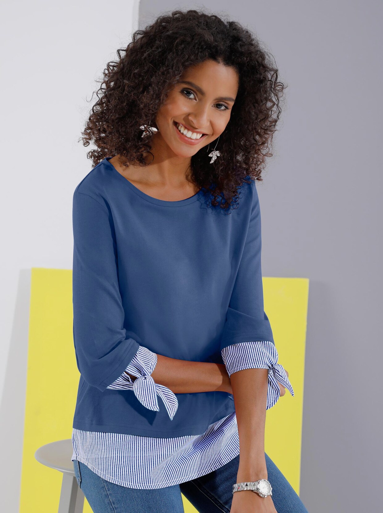 2-in-1-Shirt - rauchblau