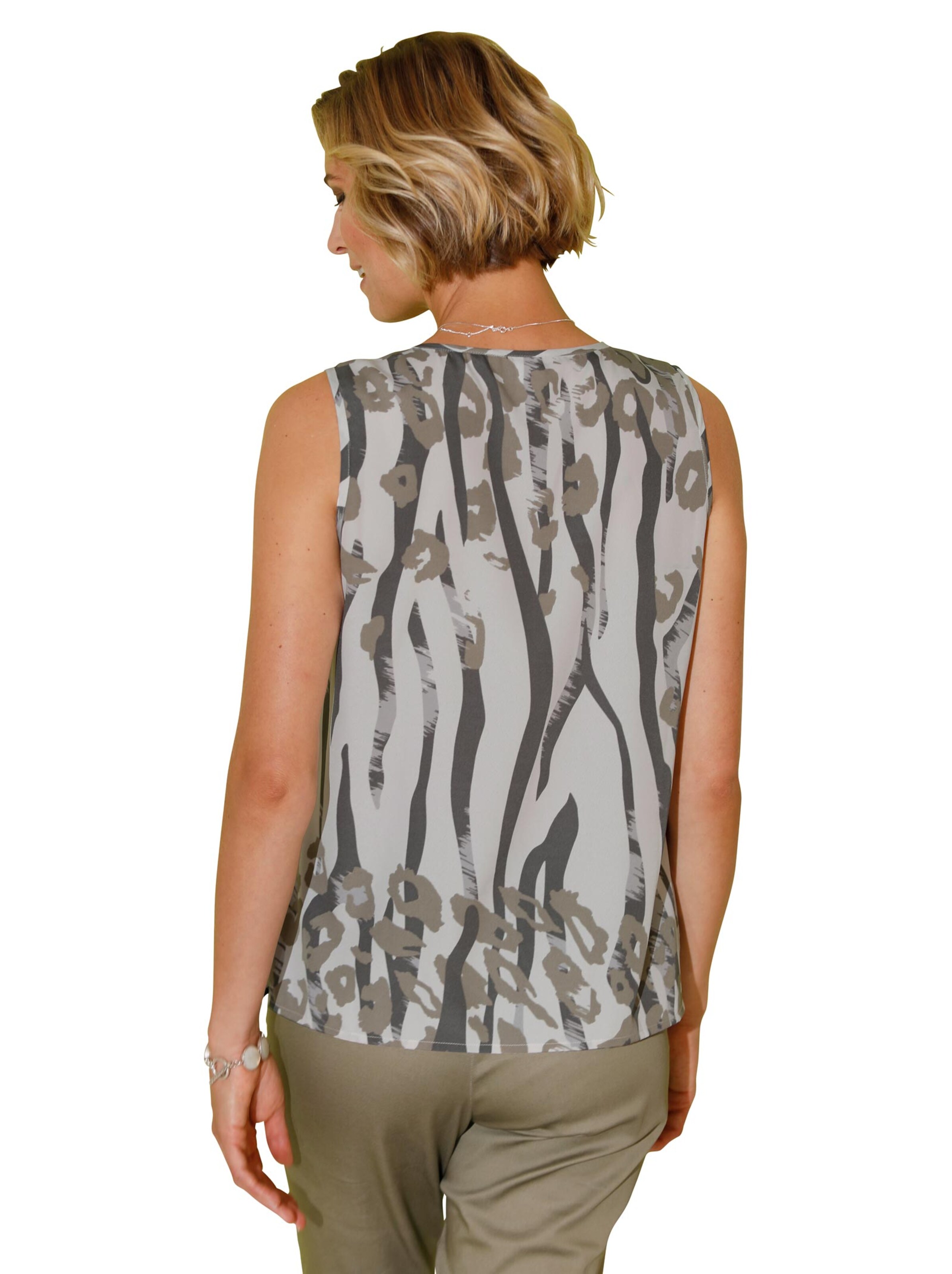 Blusentop - oliv-gemustert