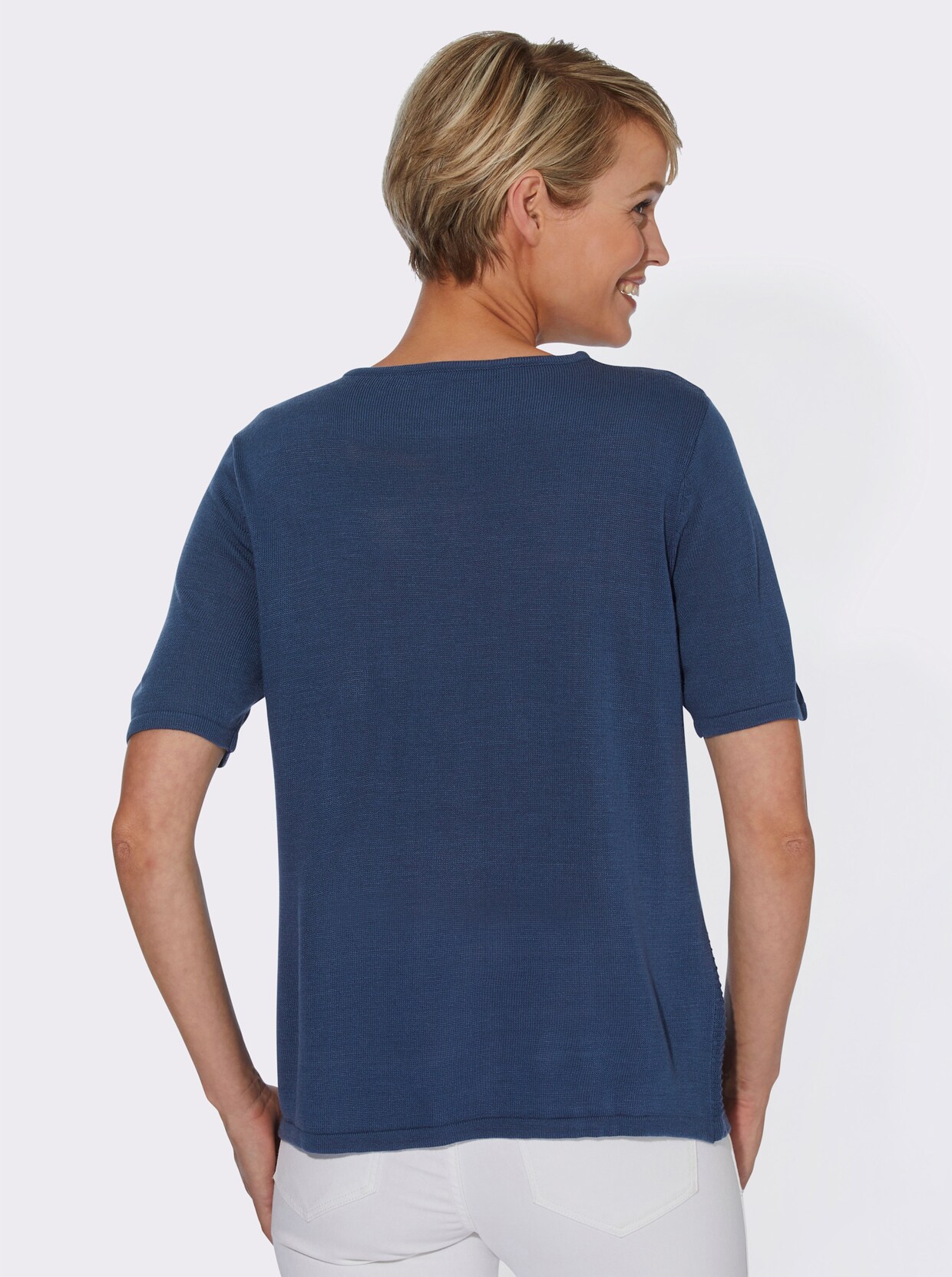Pullover met korte mouwen - jeansblauw