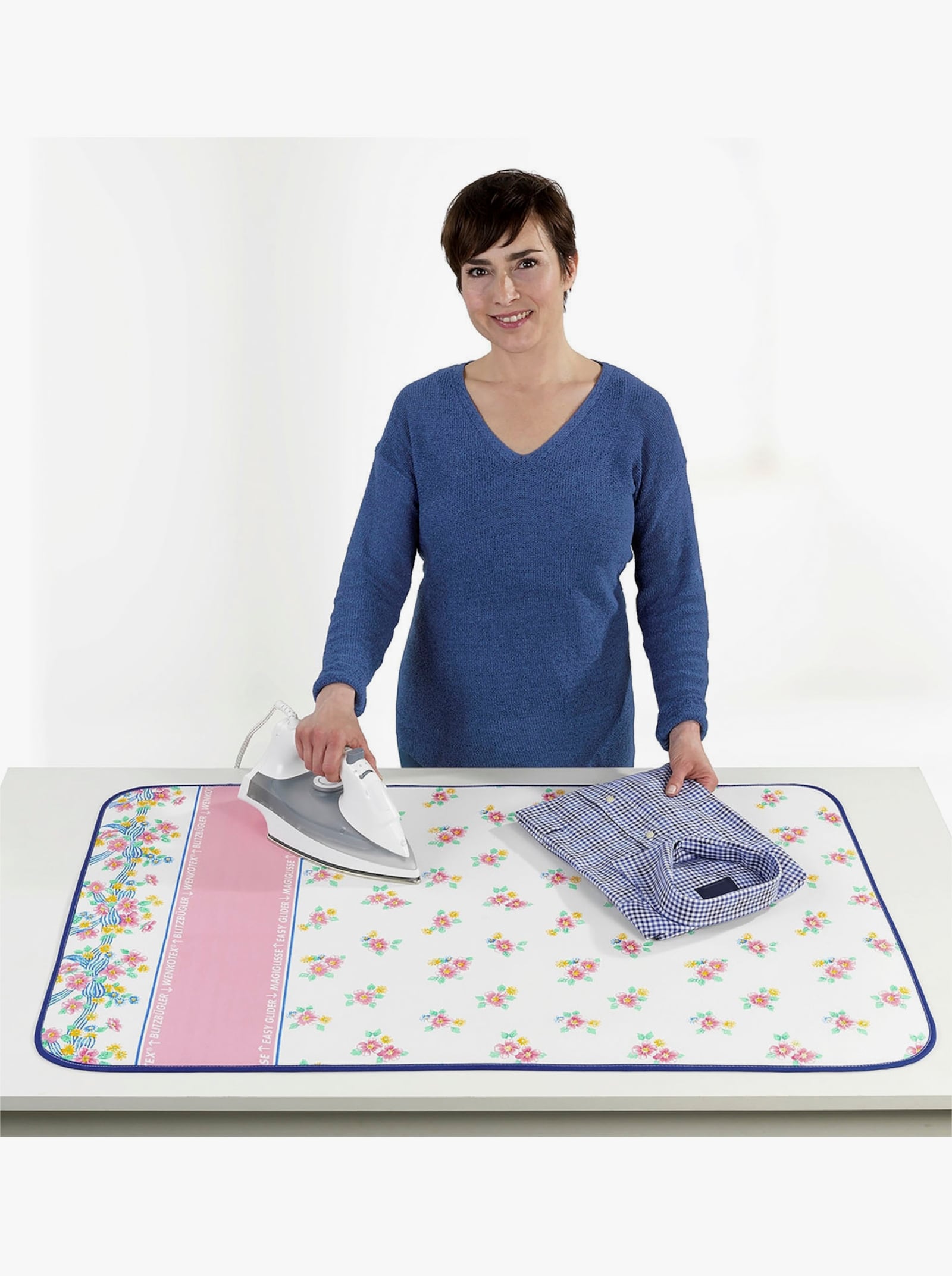 Bügeldecke - weiß-gemustert