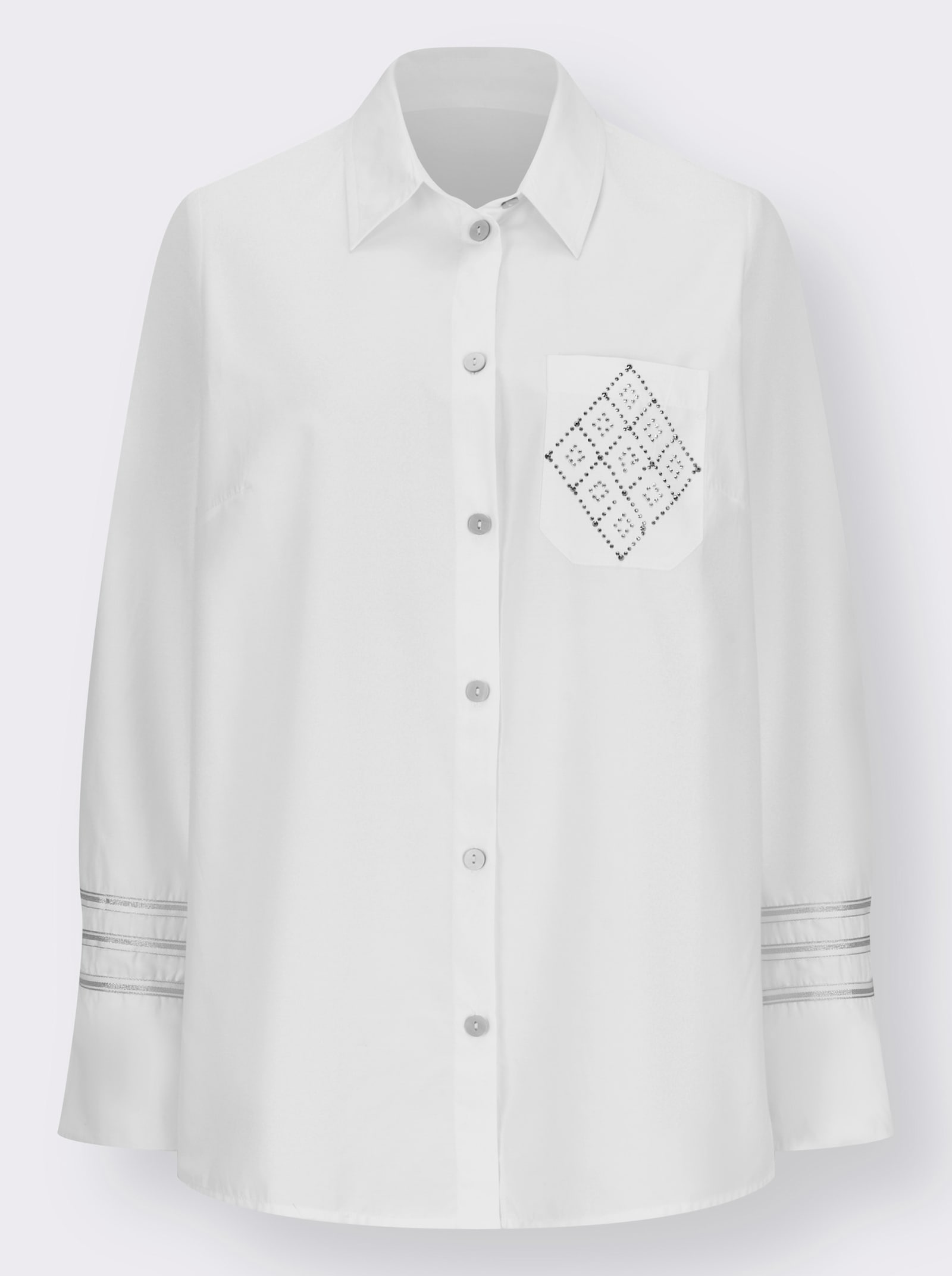 Langarm-Bluse mit V-Ausschnitt - ecru