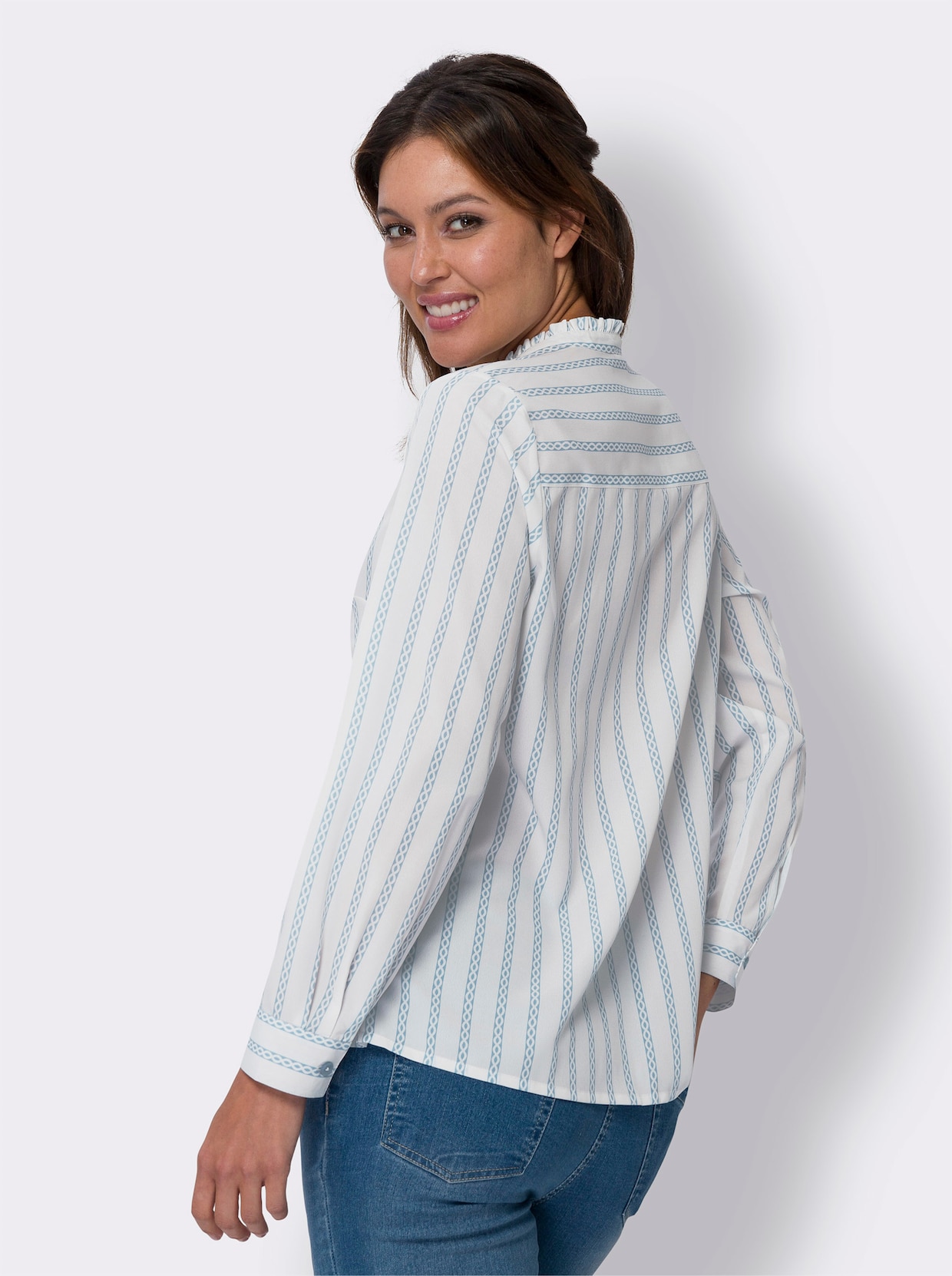 Blouse met print - ecru/bleu geprint