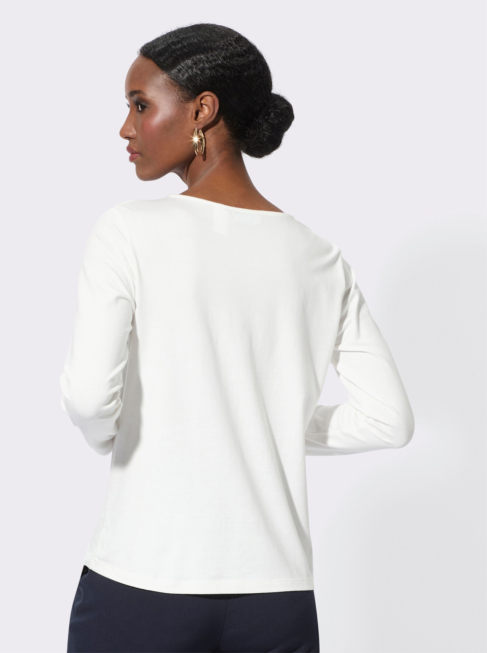 Langarmshirt im feinen Baumwoll-Modal-Mix - ecru