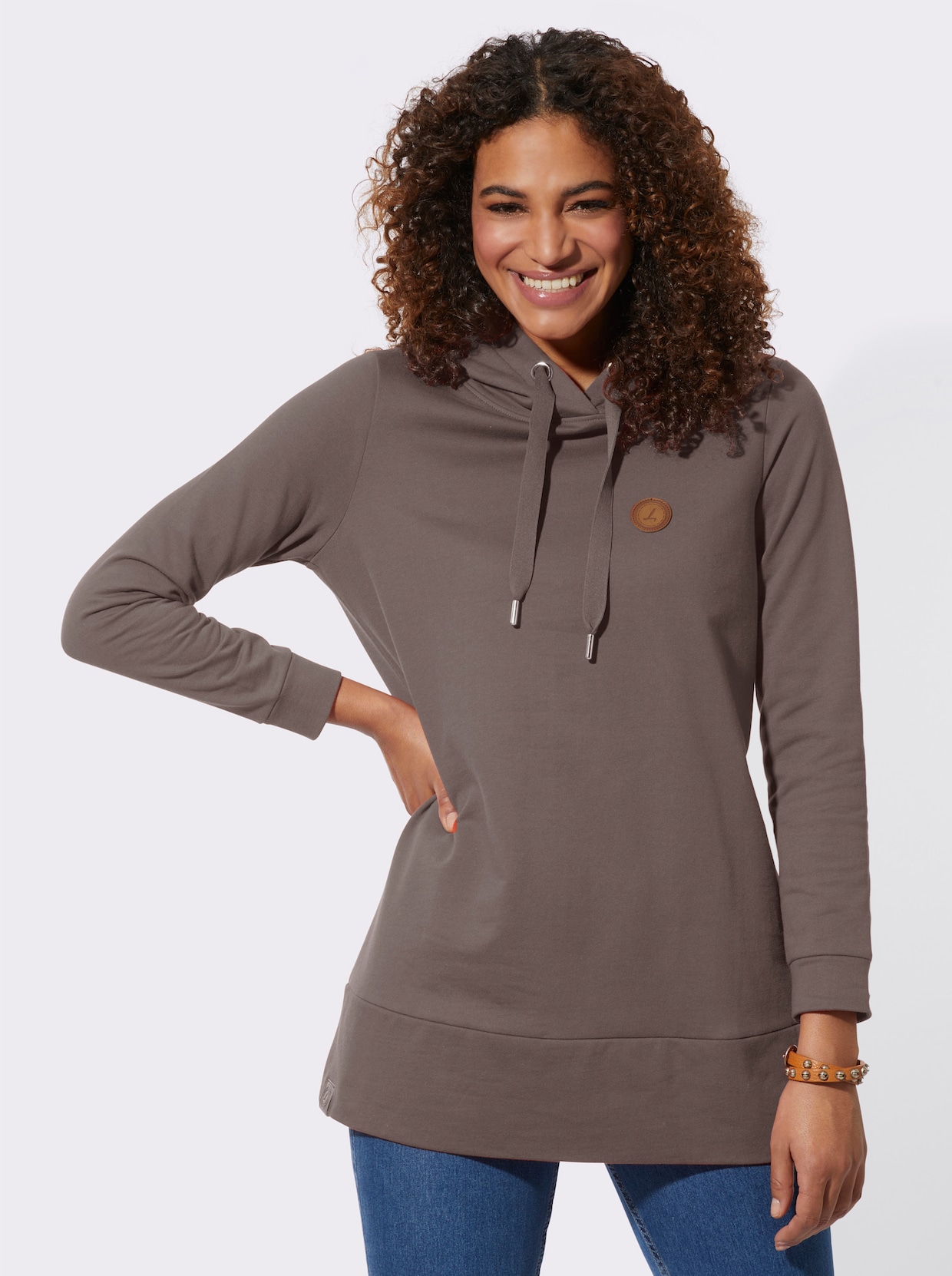 Lang sweatshirt - donkertaupe