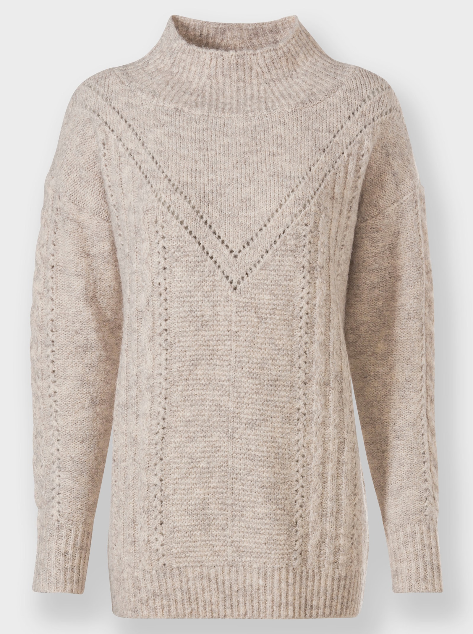 heine Strickpullover mit geripptem Stehkragen - sesam-champagner-meliert