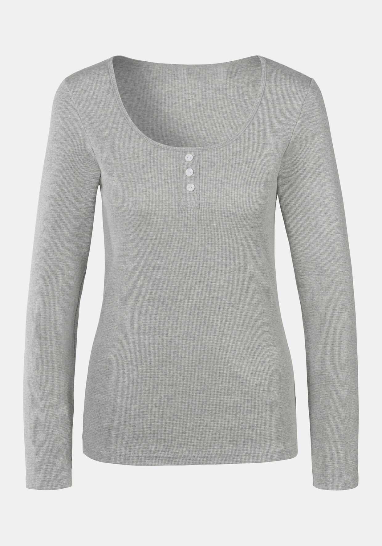 Bench. Shirt met lange mouwen - lichtgrijs gemêleerd, zwart