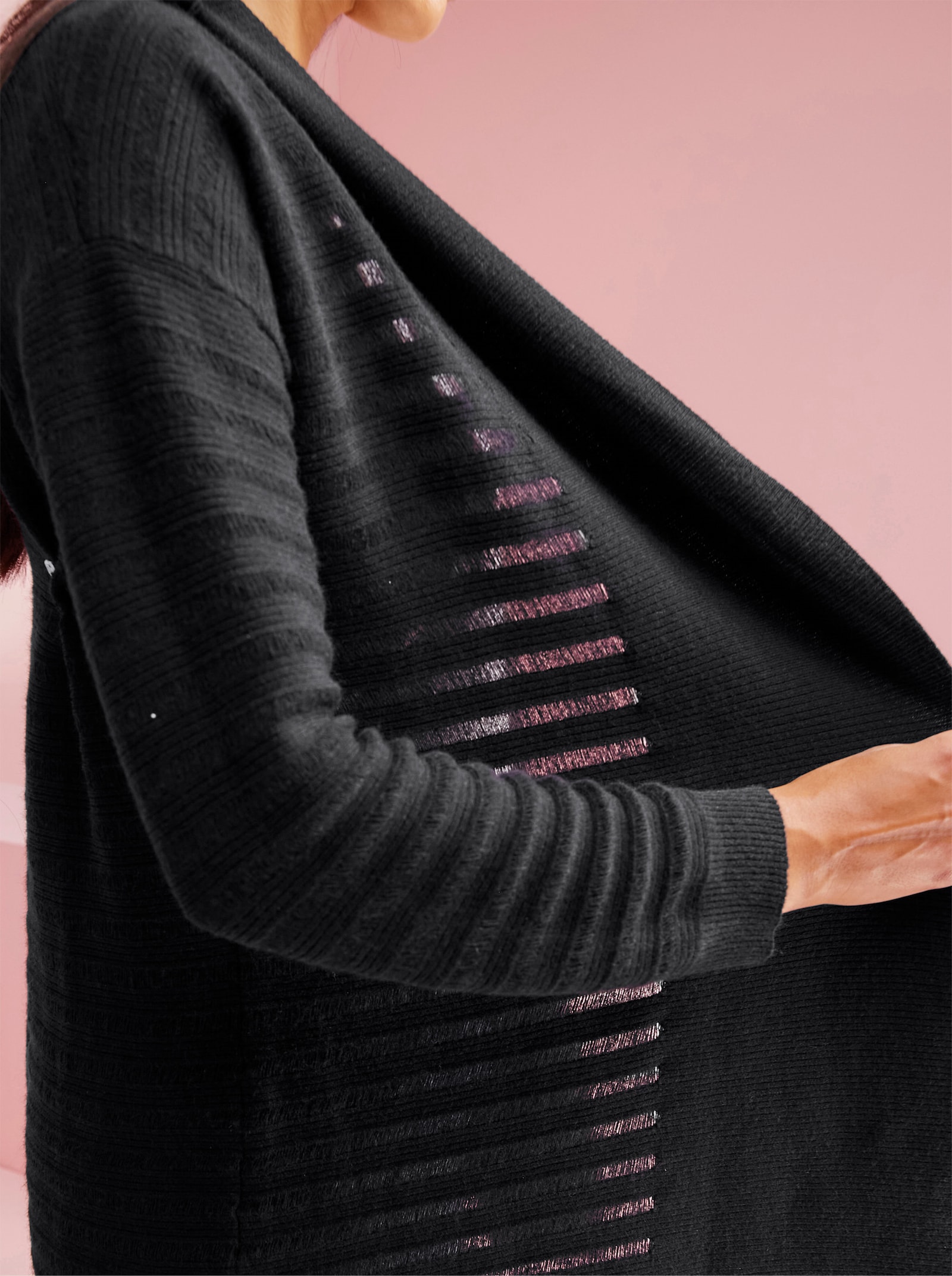heine Feinstrickjacke in offener Form - schwarz