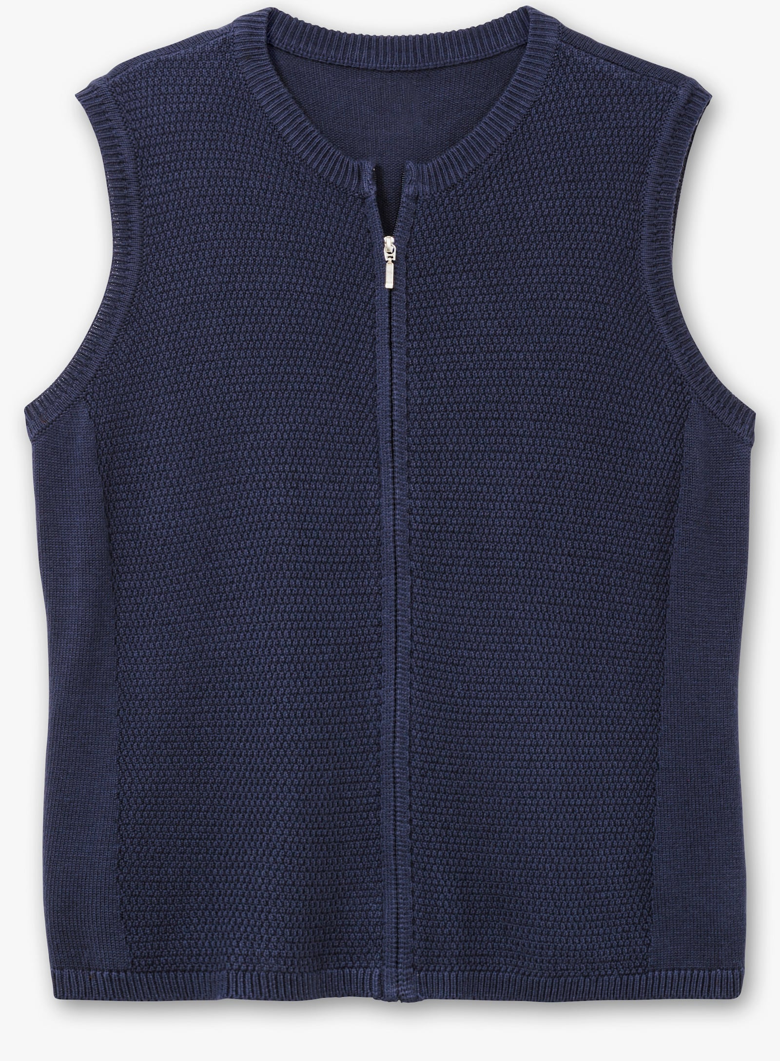 Strickweste mit durchgehendem Reißverschluss - nachtblau