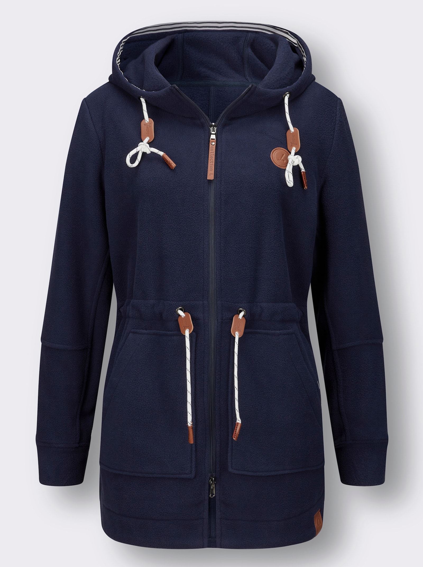 Fleecejacke mit Tunnelzug in der Taille - marine