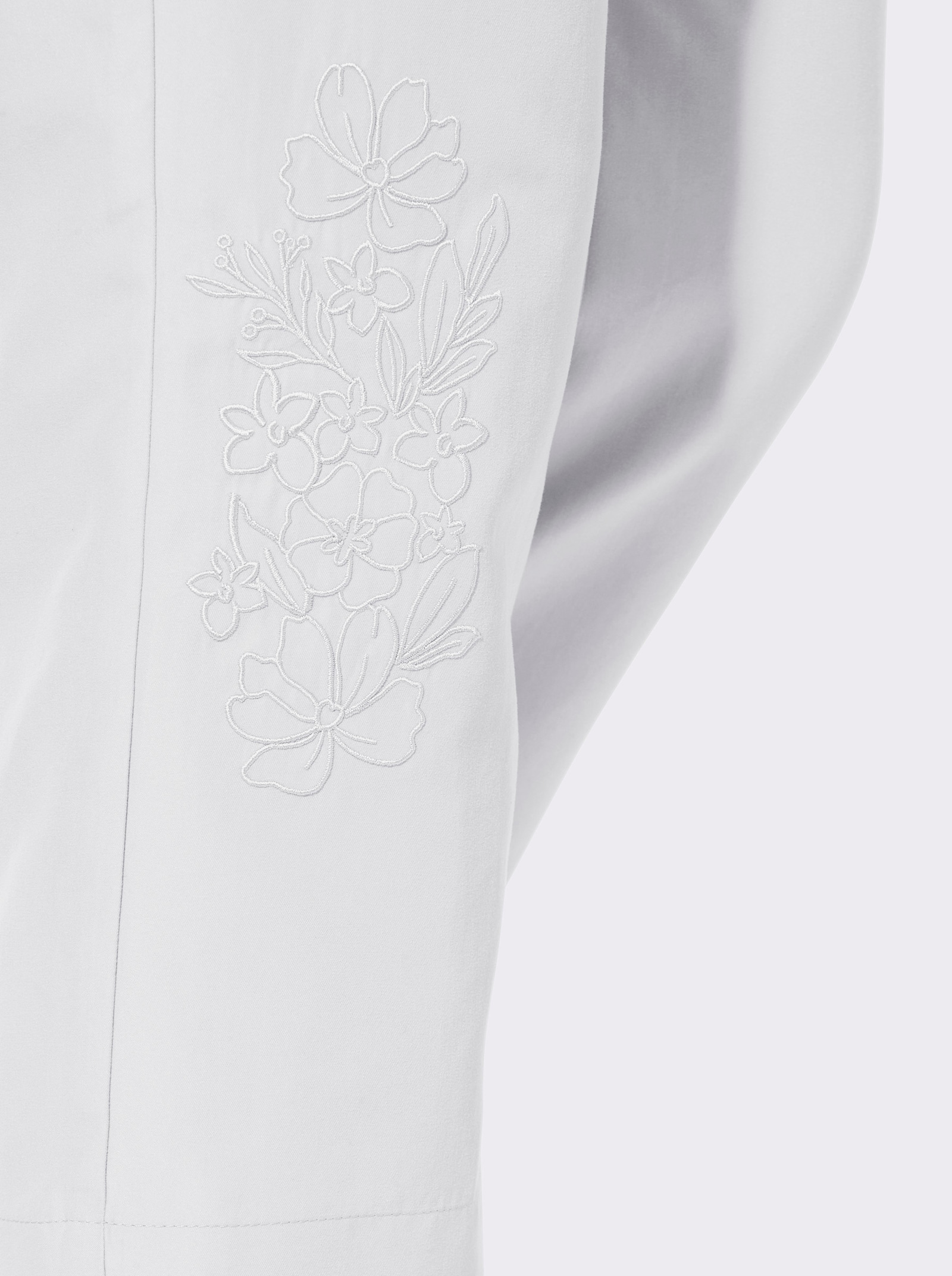 3/4-broek van microgaren, borduursel - wit