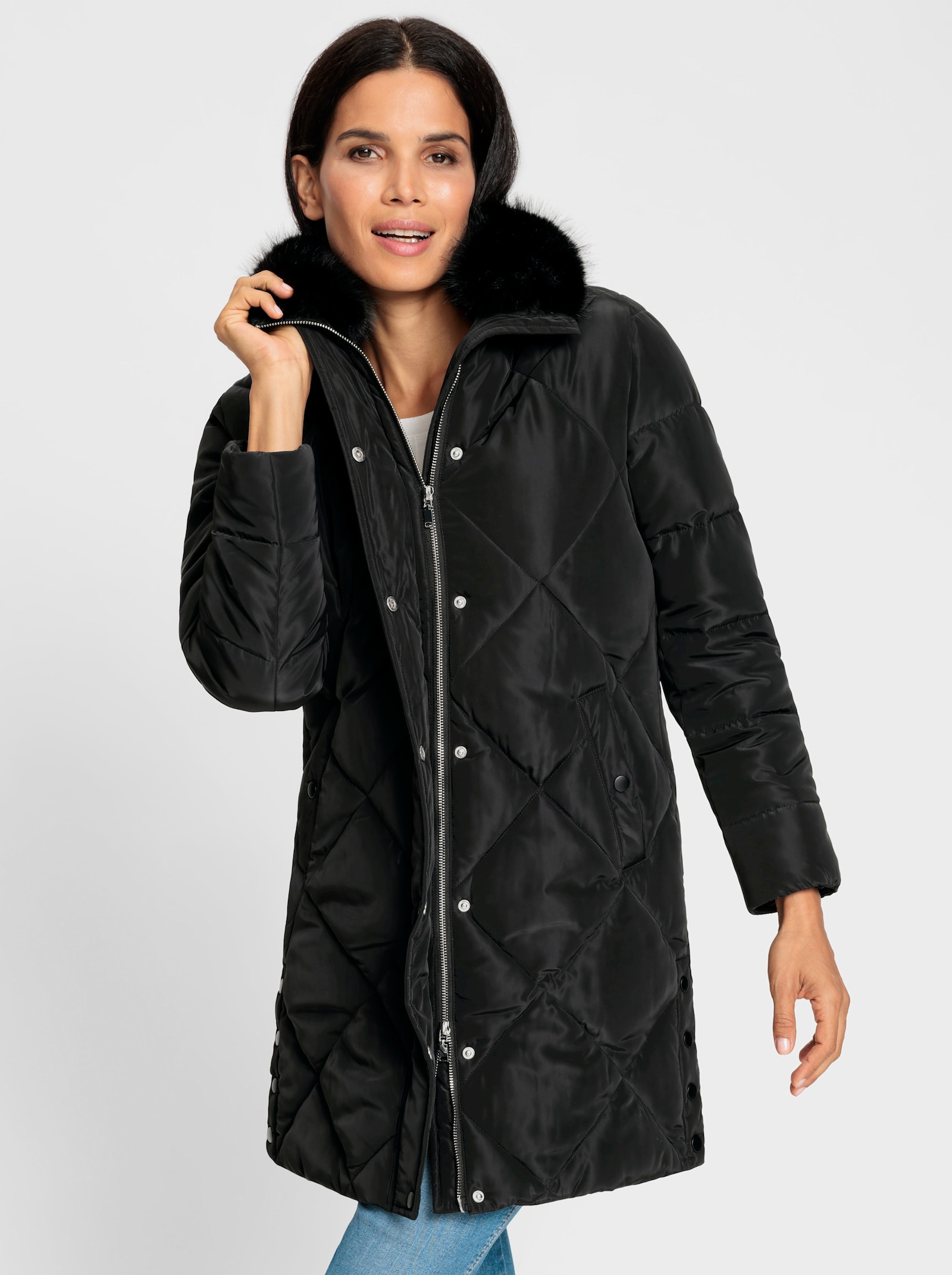 heine Steppjacke mit Seitenschlitzen - schwarz