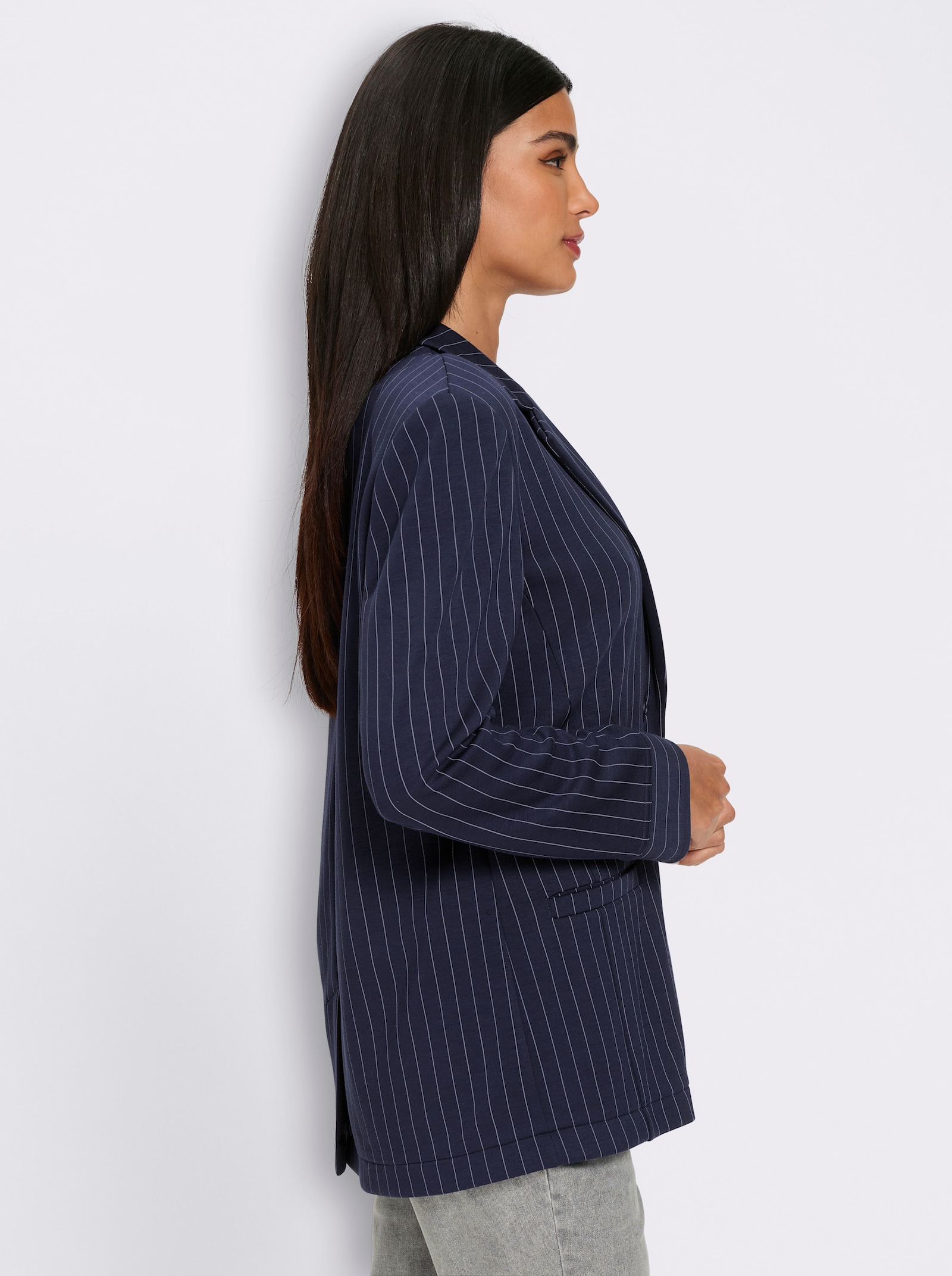 heine Jerseyblazer mit Nadelstreifen - marine-silberfarben Nadelstreifen