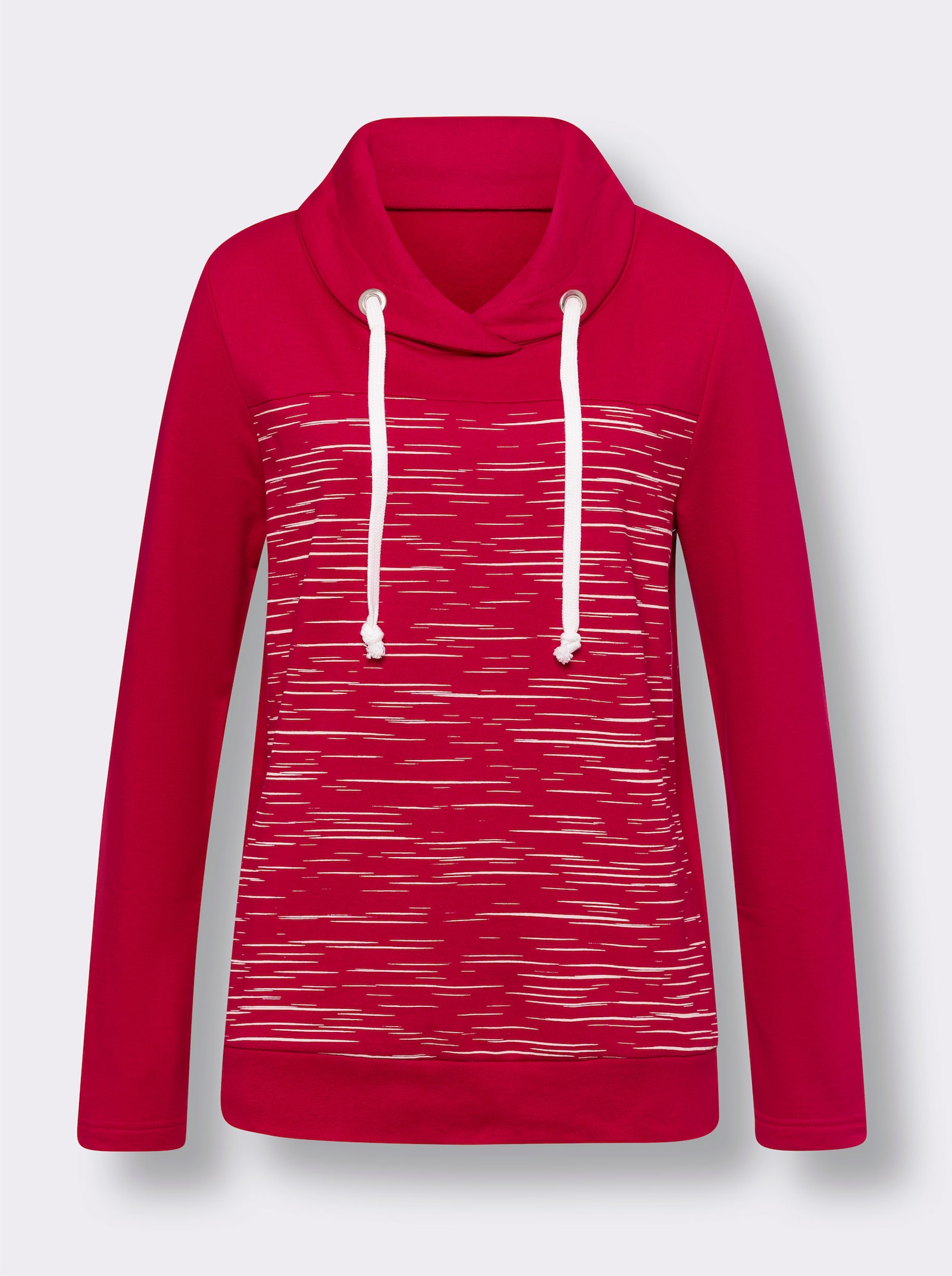 Mikina, rolákový golier - Červeno-svetlobéžová potlač