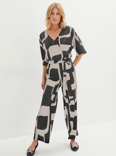 Jumpsuit - champagner-graphit-bedruckt