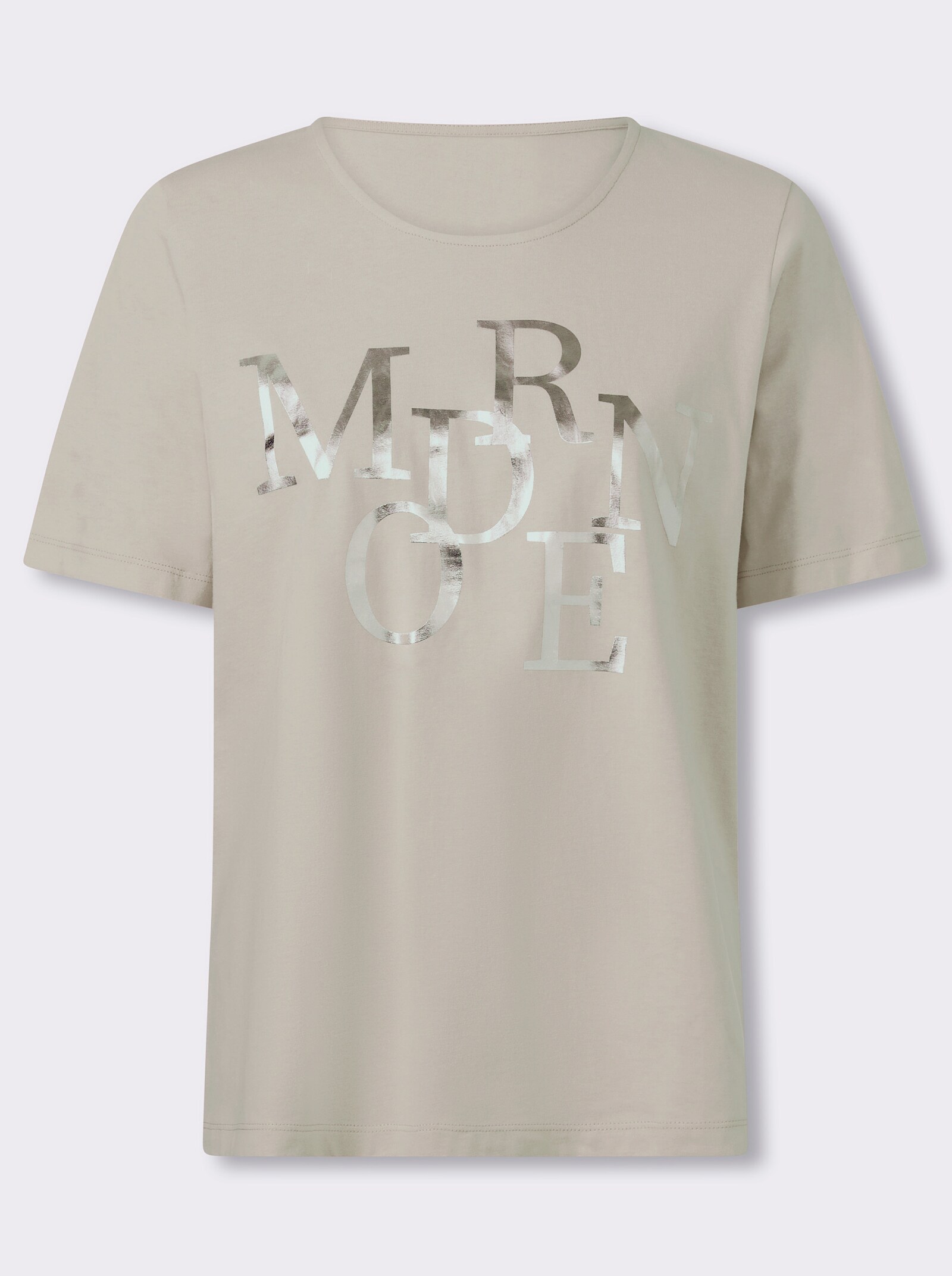 Kurzarmshirt mit Lettering-Folienprint - hellgrau