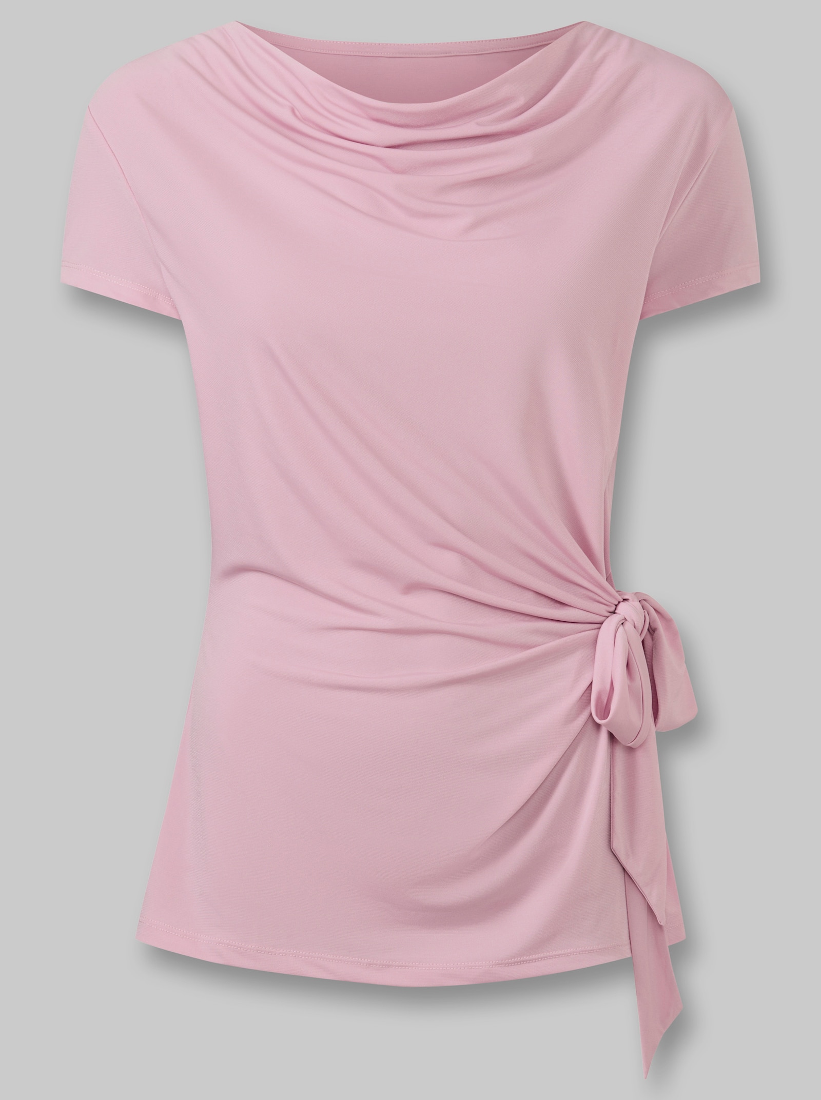 heine Kurzarmshirt mit Wasserfall-Ausschnitt - rosé