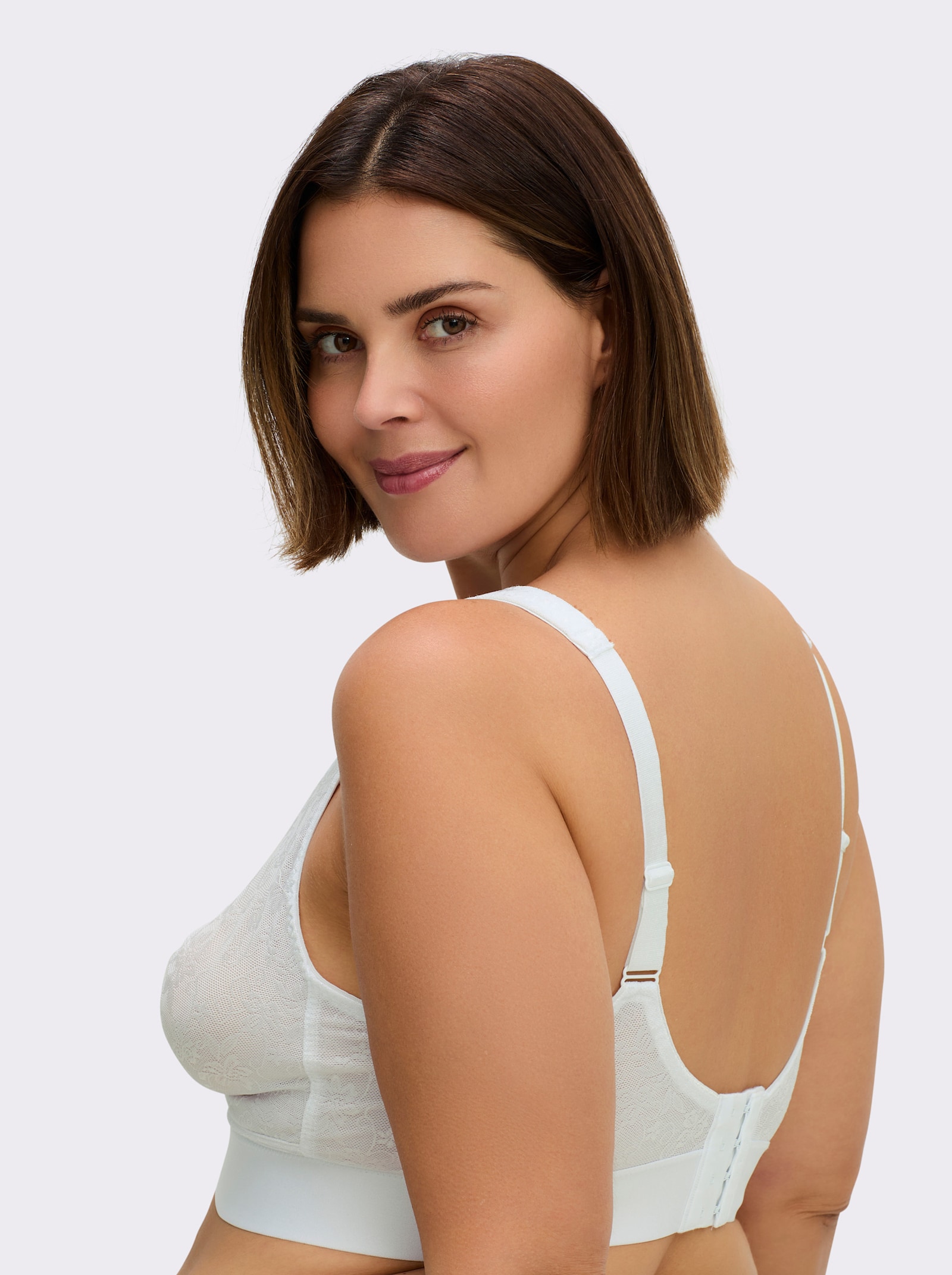 wäschepur Komfort-BH ohne Bügel mit Jacquard-Muster - weiß