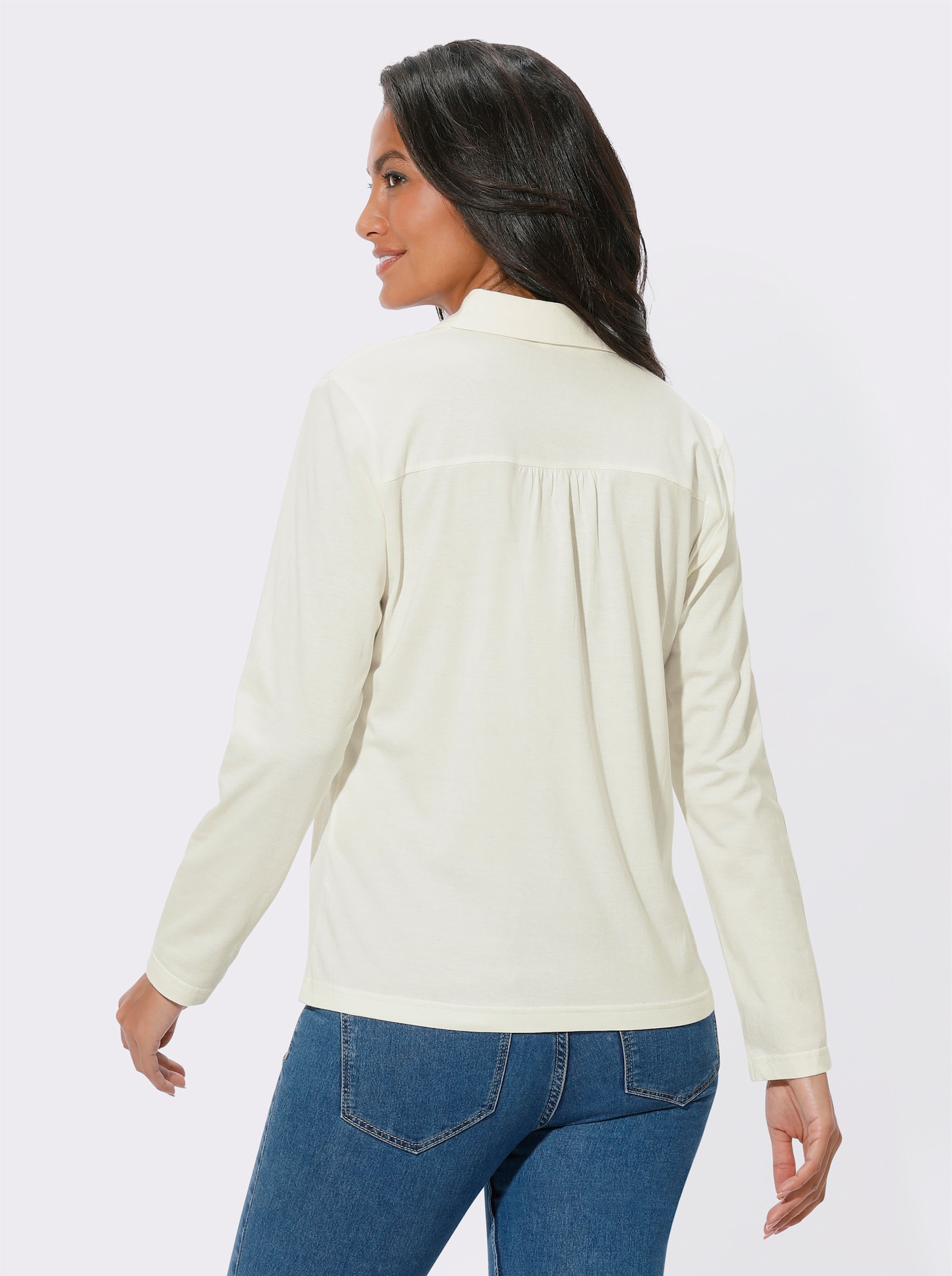 Langarmshirt mit Faltenpartien - ecru