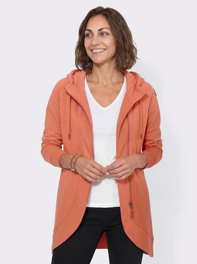 Sweatjacke mit Leistentaschen - papaya