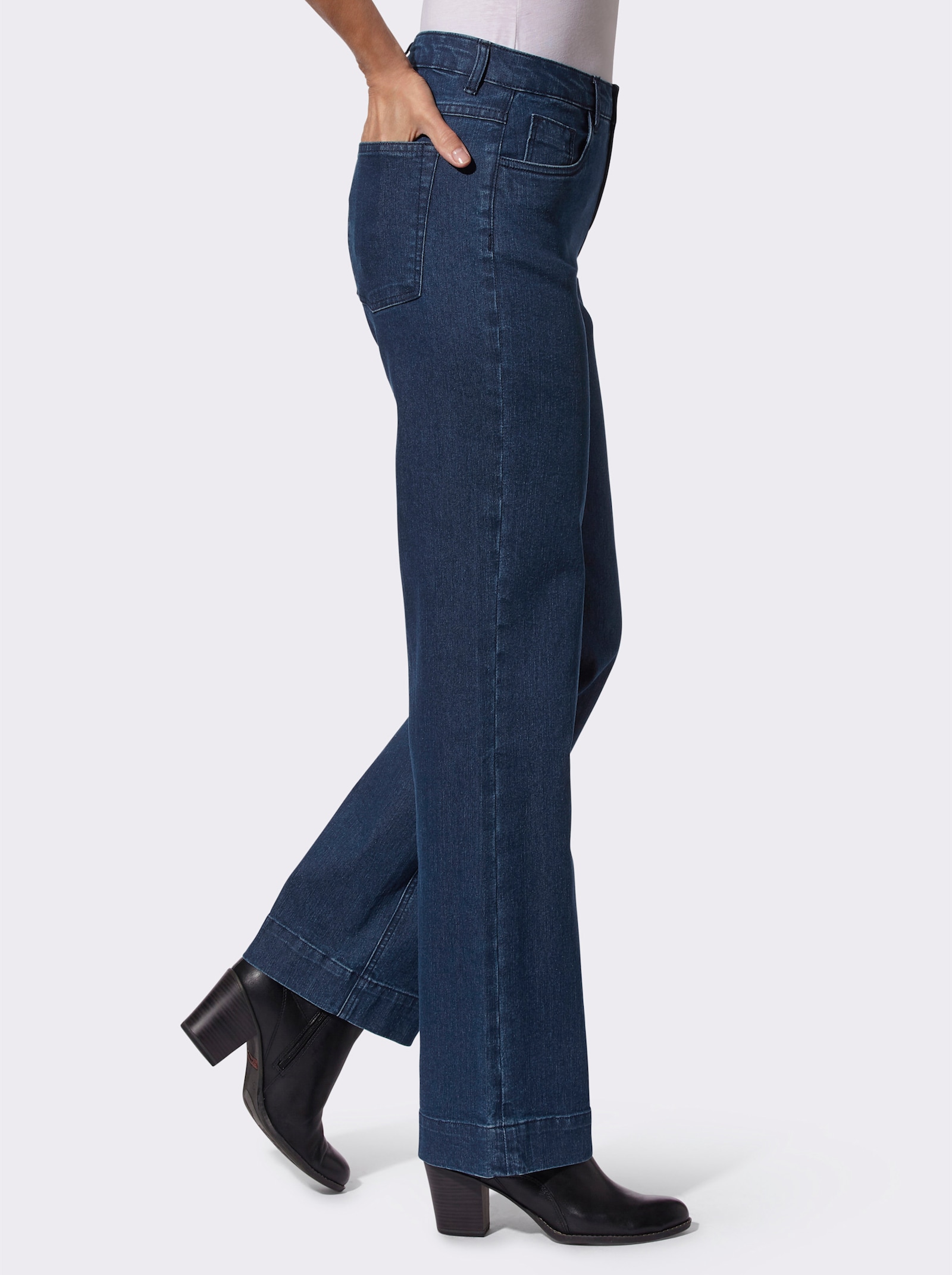 Jeans mit weitem Bein - blue stone