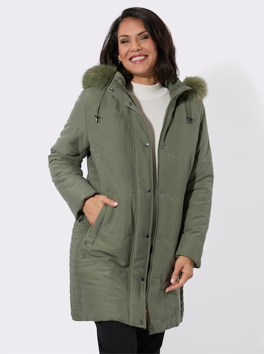 Steppjacke mit Teddy-Fleece-Futter - khaki