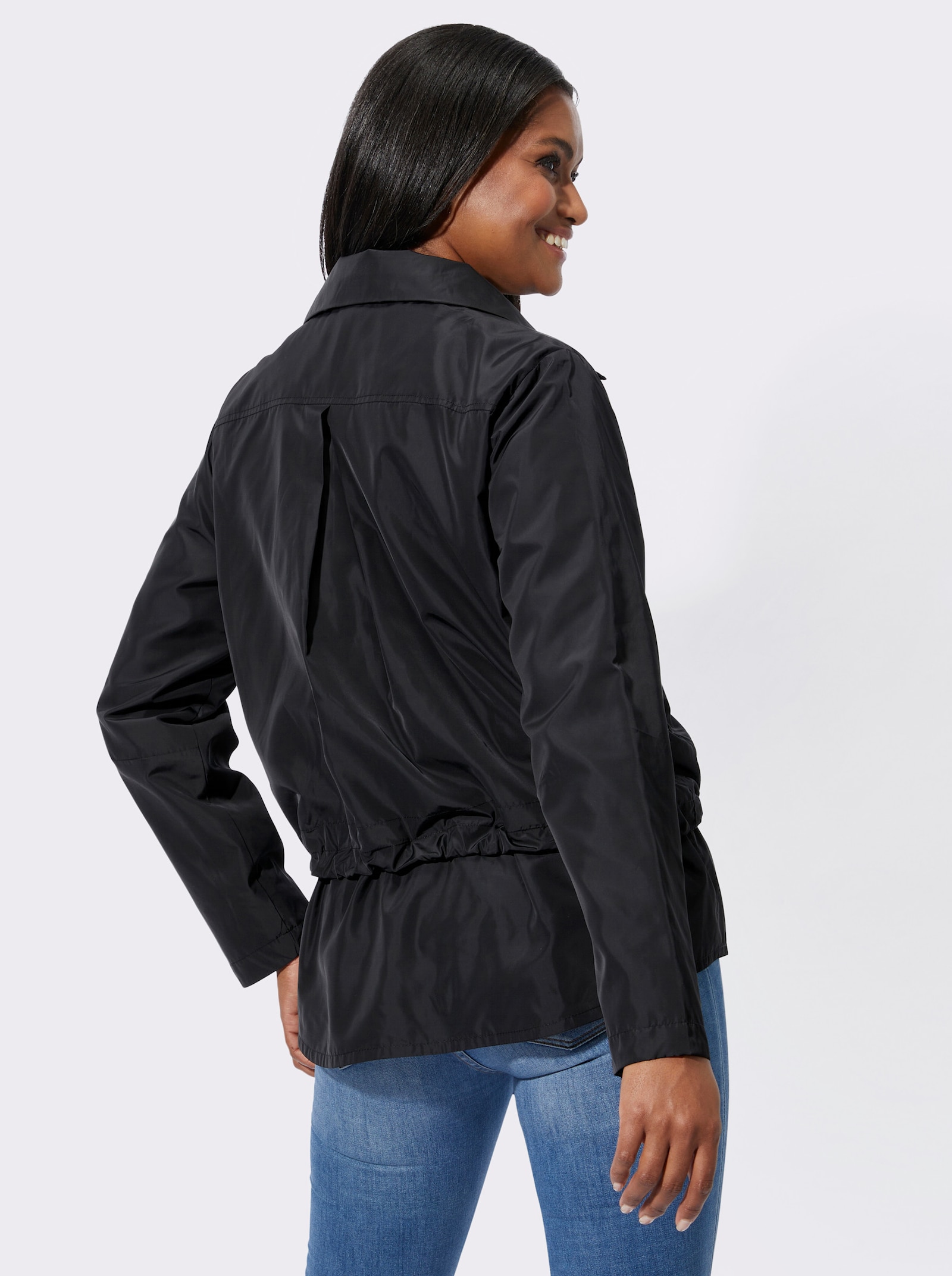 Blousonjack met tunnelkoord - zwart