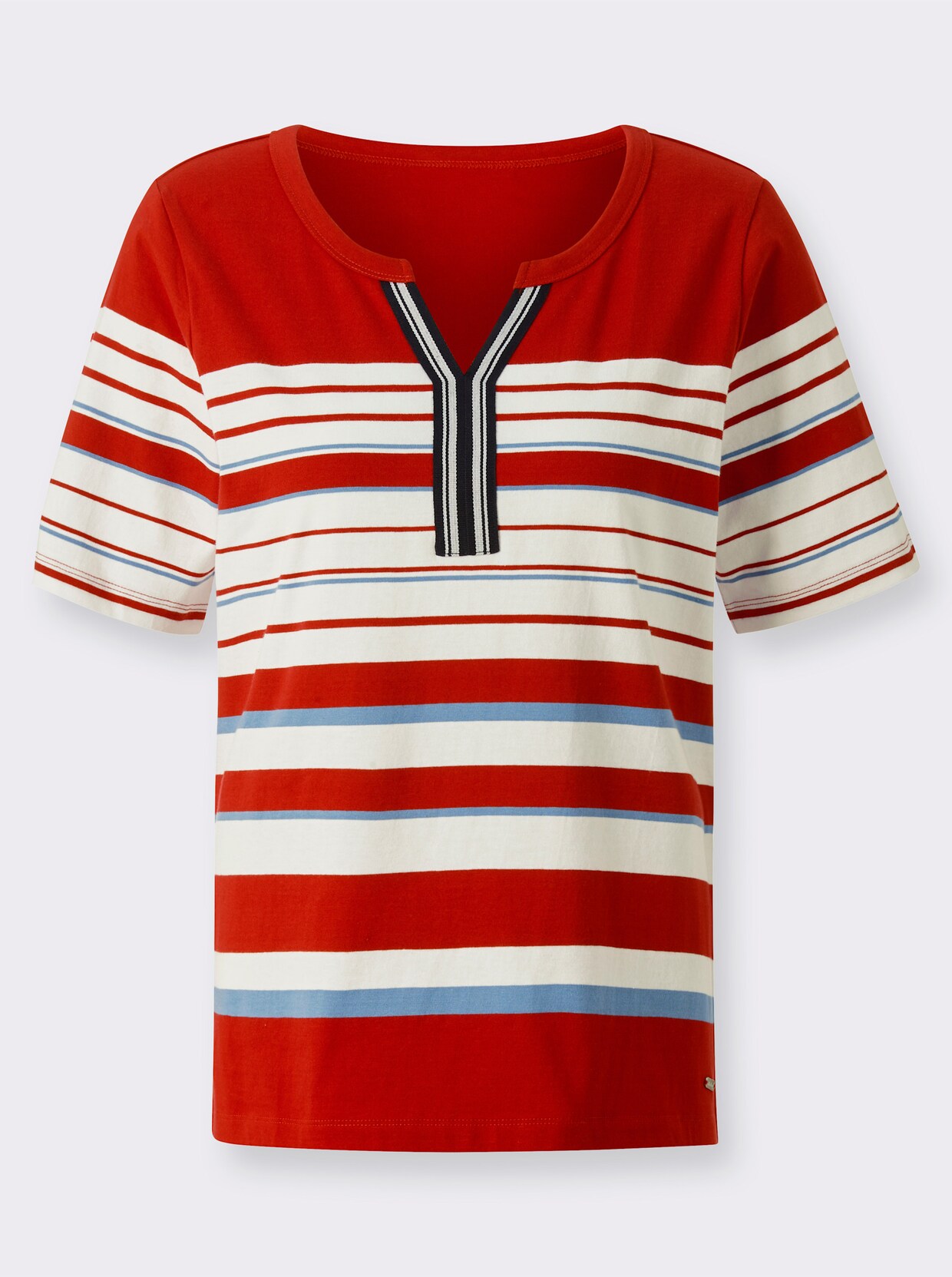 Shirt met korte mouwen - rood/ecru gestreept