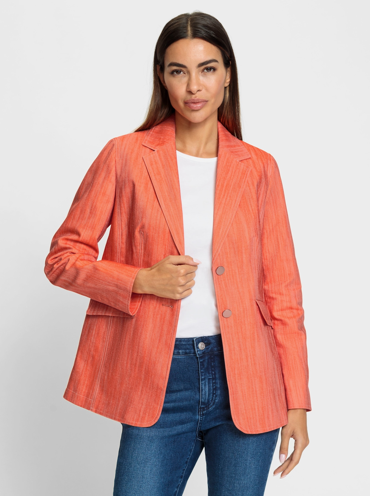 heine Blazer en jean - orange-couleur ivoire chiné