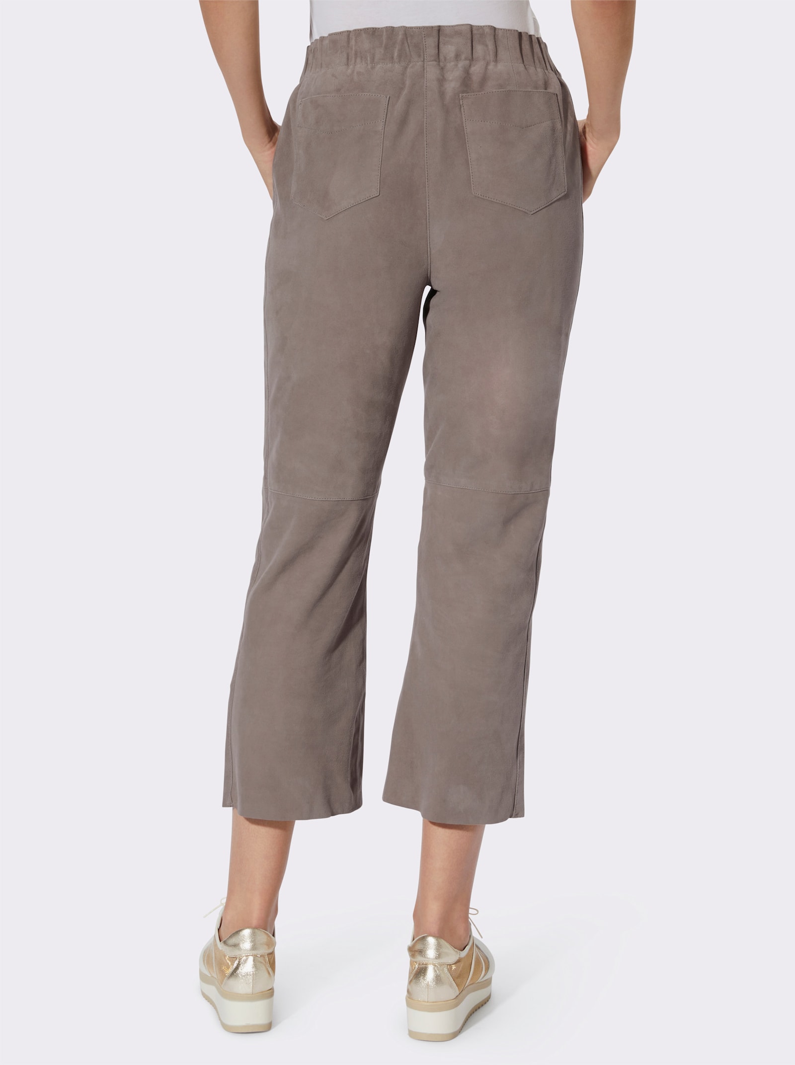 heine Lederhose mit Rundum-Dehnbund - taupe