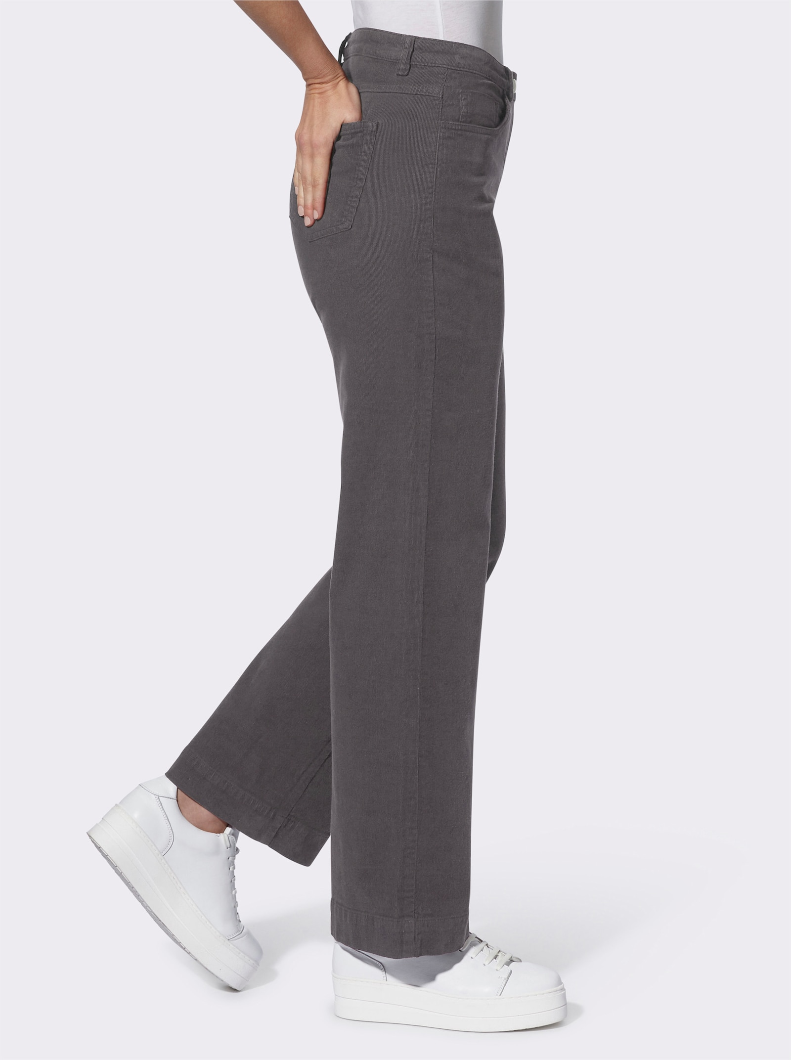 Cordhose mit breitem Saum - anthrazit