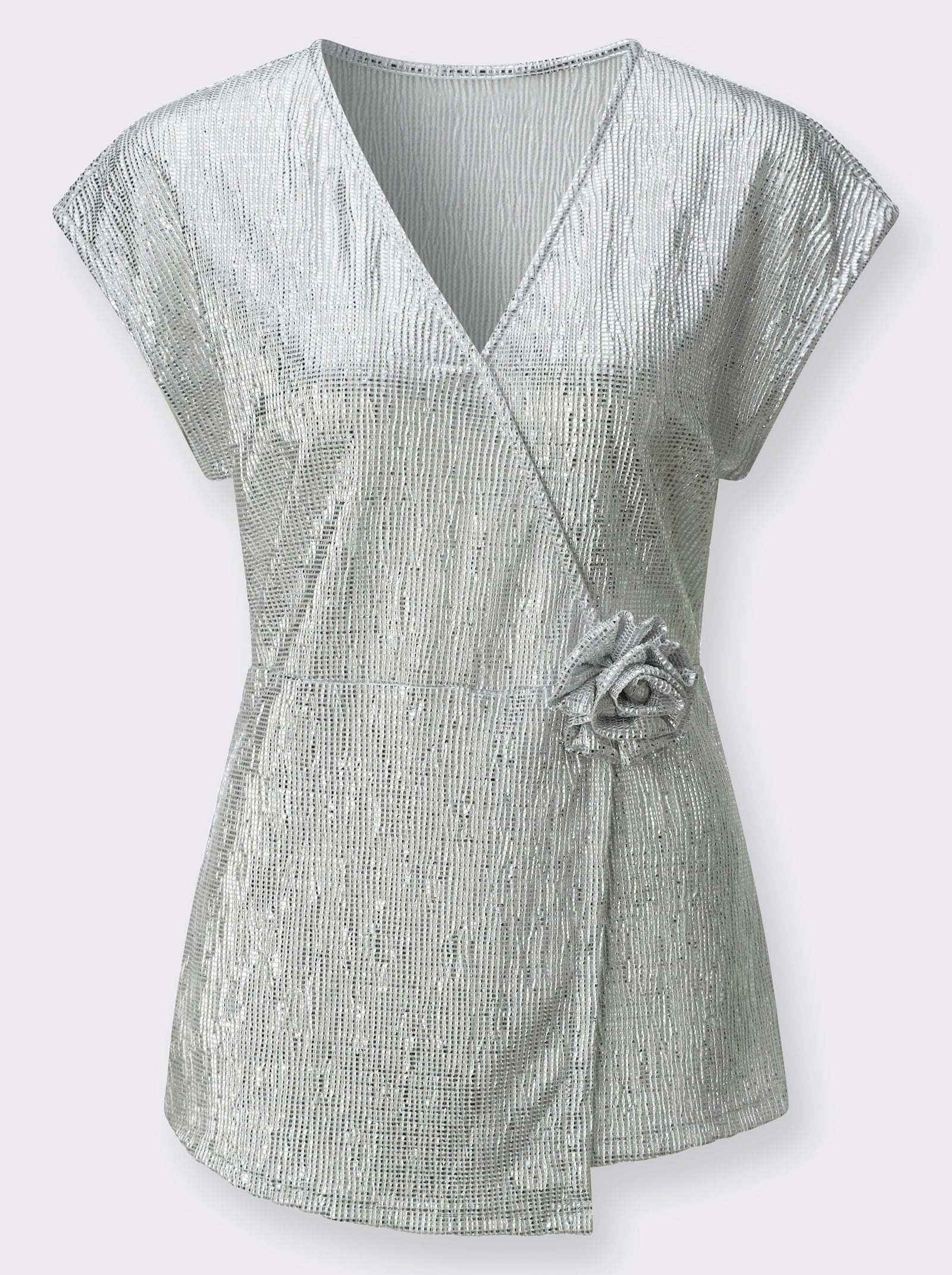 Lang shirt van luchtig plissé - zilverkleur