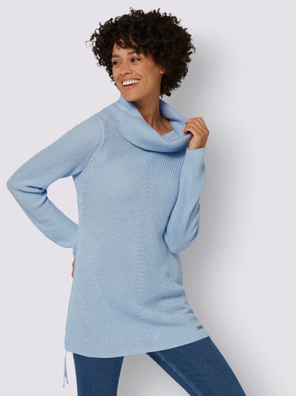 Pullover - eisblau-ecru-meliert