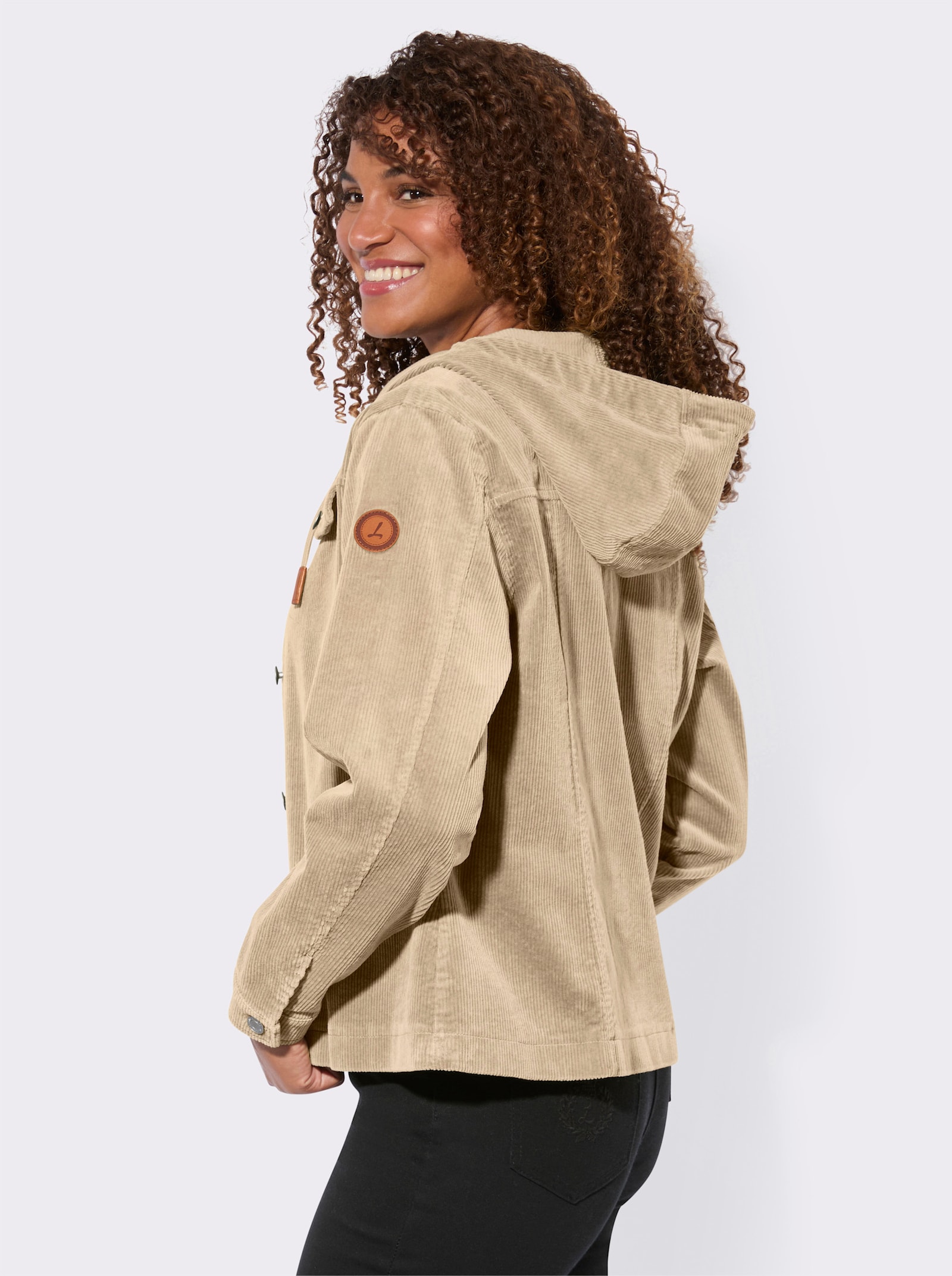Cordjacke mit Kapuze - sand