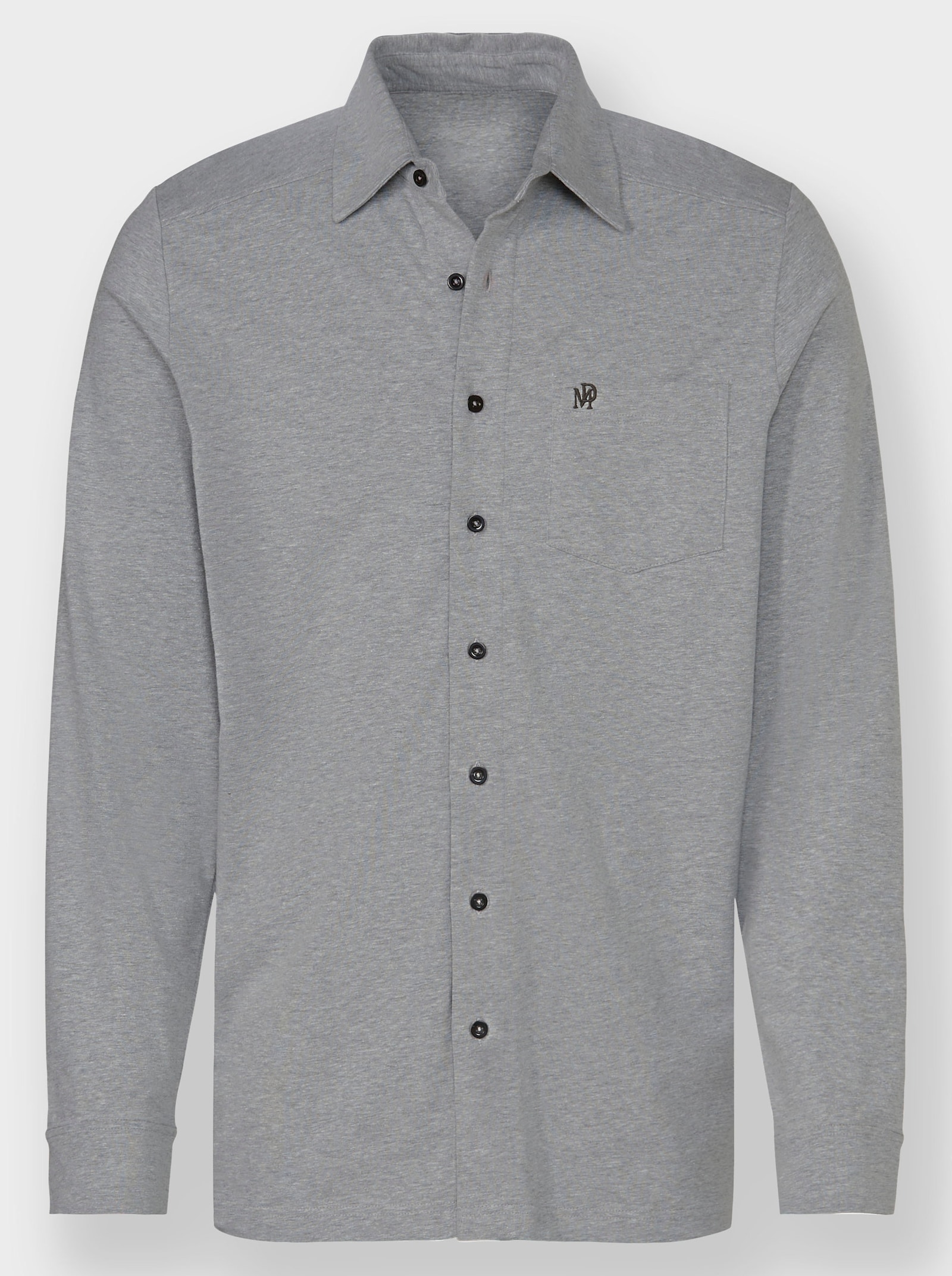 Marco Donati Långärmad skjorta i elastisk trikå - gråmelerad