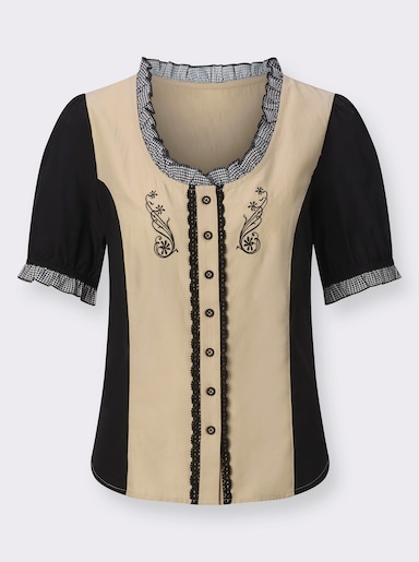 Trachtenbluse - sand-schwarz