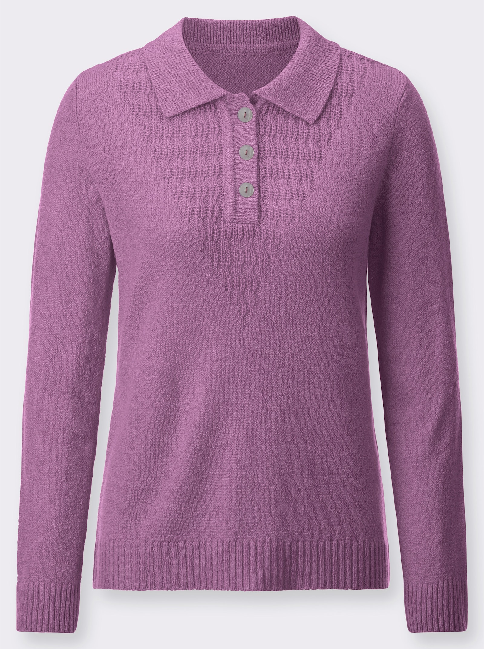 Polopullover mit Knöpfen - orchidee