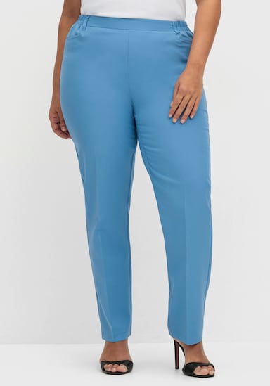 Bügelfaltenhose mit Rundum-Dehnbund - mittelblau