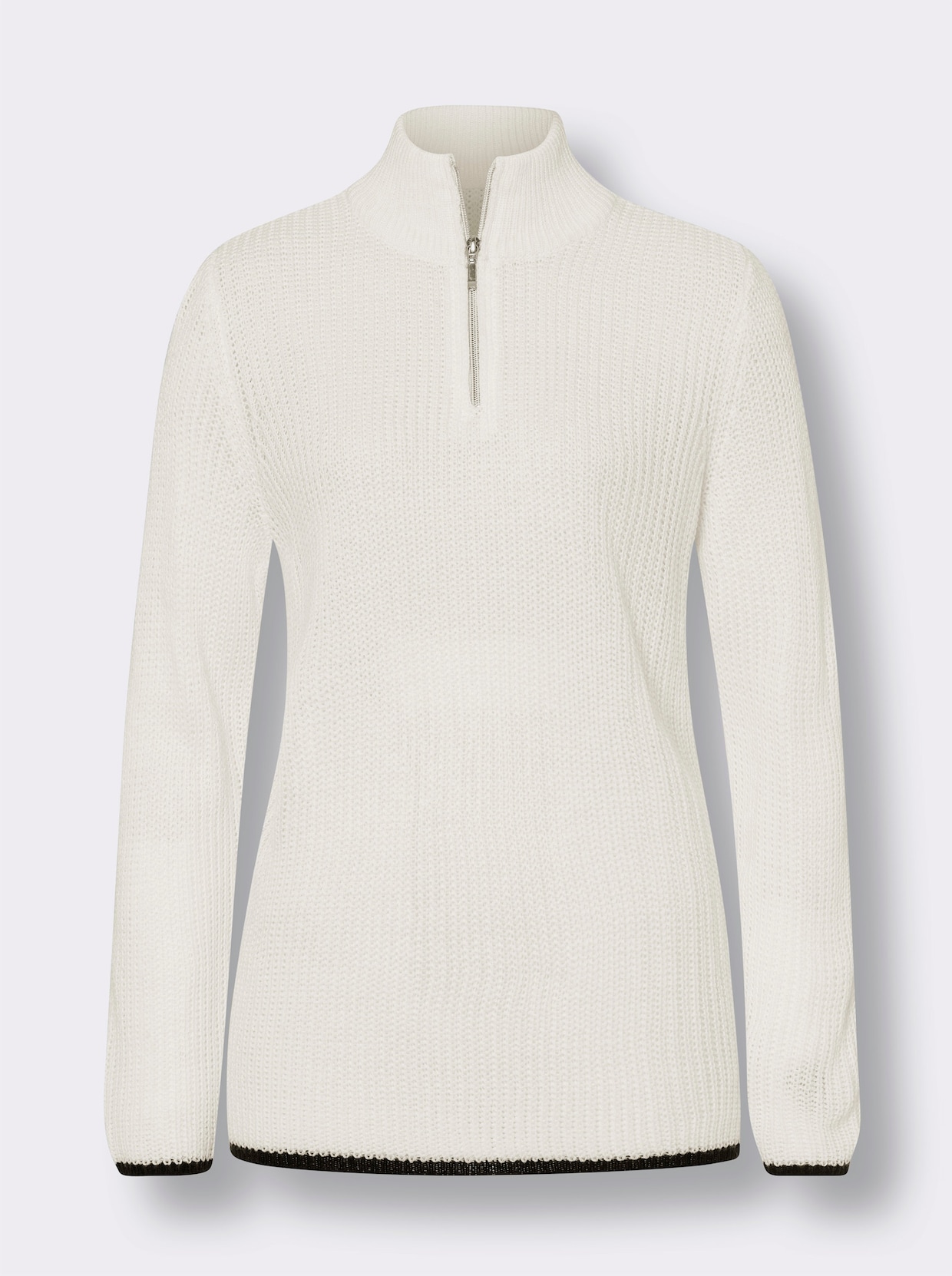 Langarm-Pullover - weiss