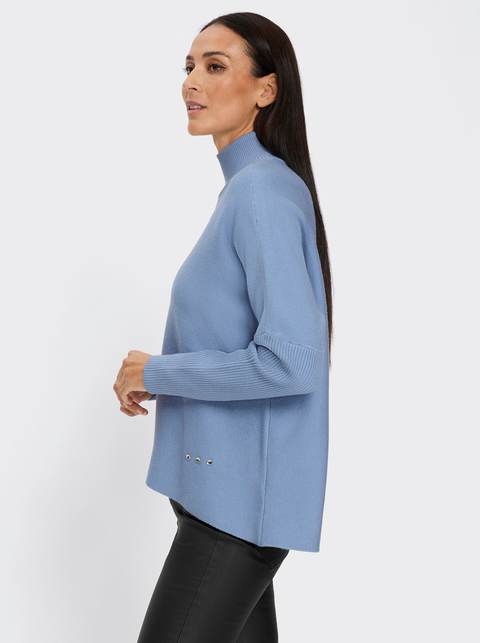 heine Stehkragenpullover mit Fledermaus-Ärmeln - bleu