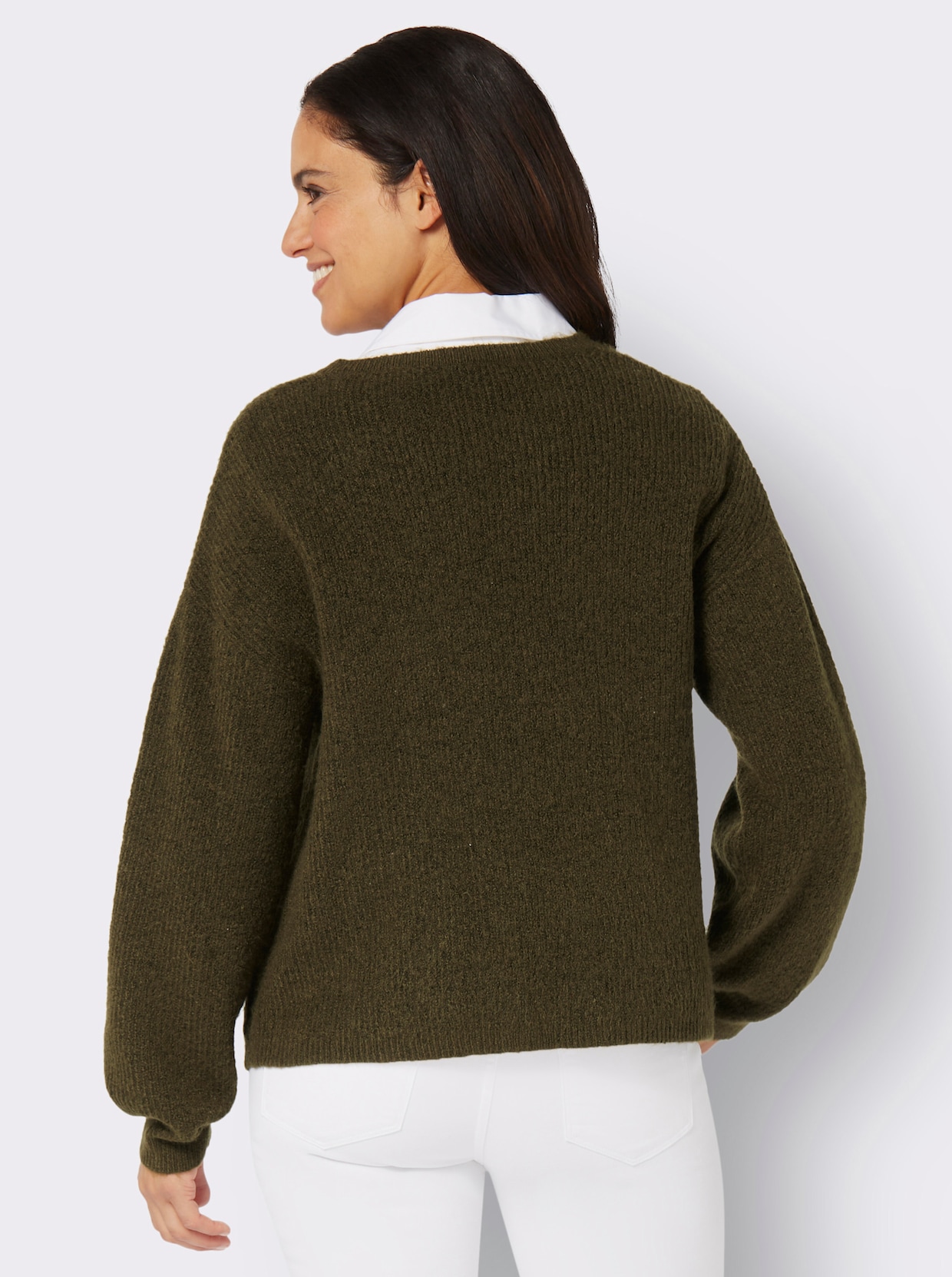 Strickjacke - khaki-meliert