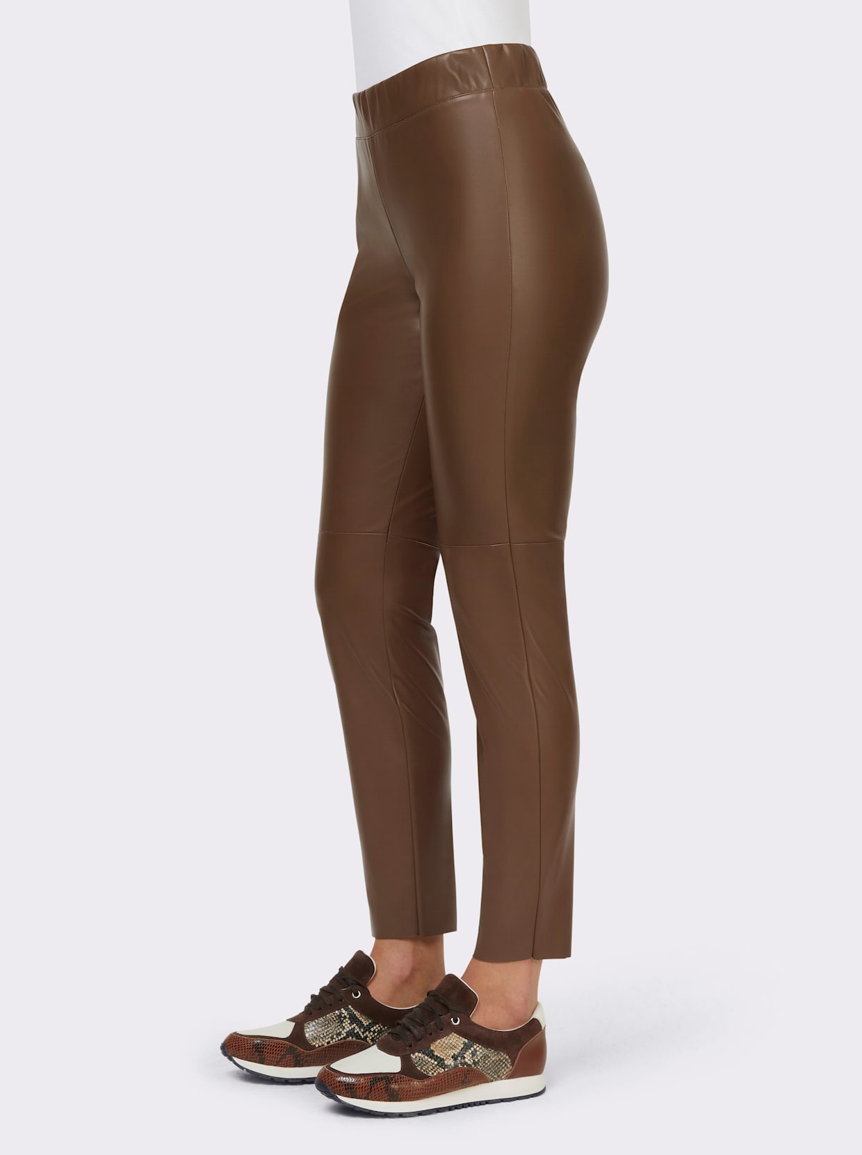 heine Legging van imitatieleer - bruin