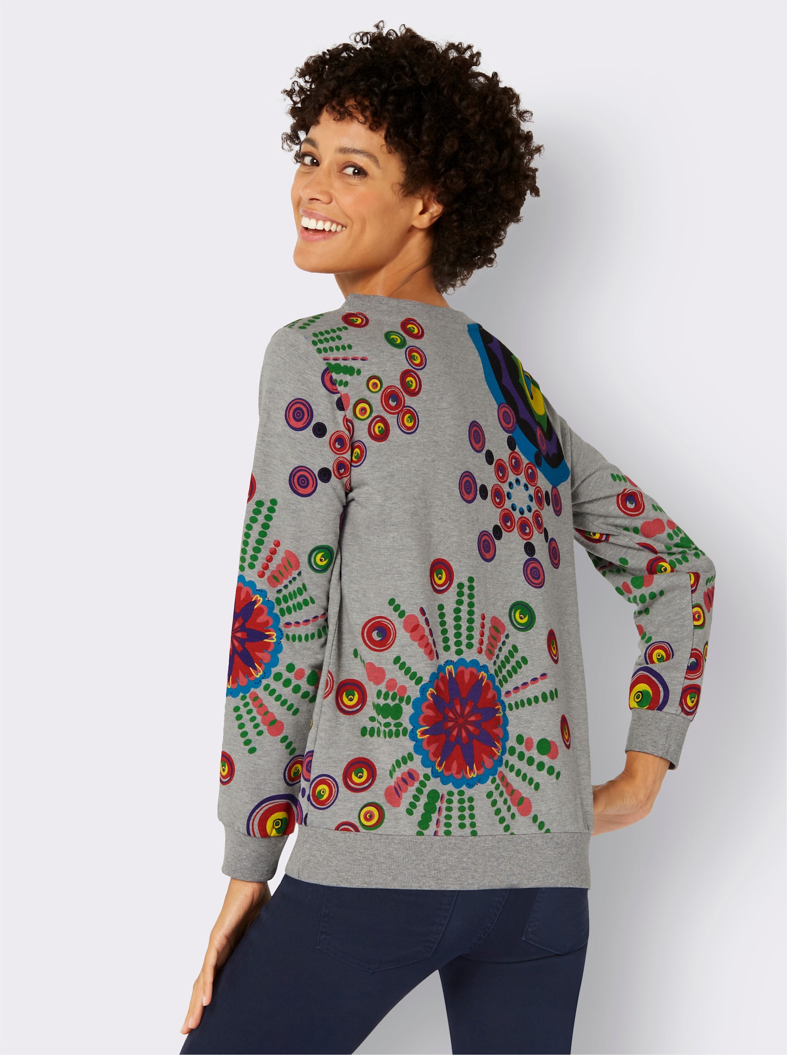 Sweatshirt mit grafischem Druck - grau-meliert bedruckt