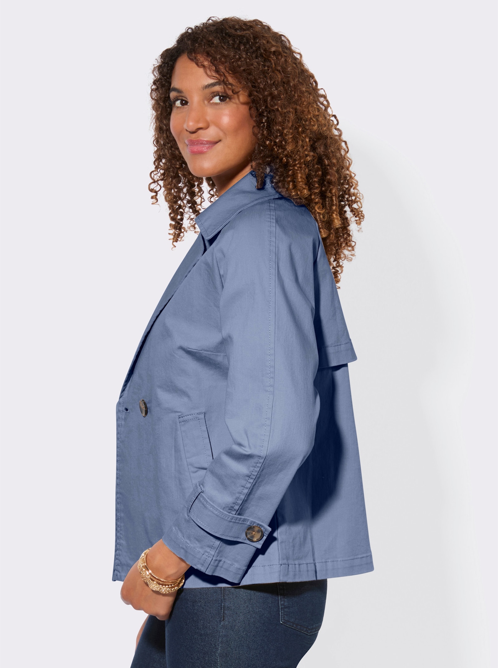 Jacke mit Reverskragen - taubenblau