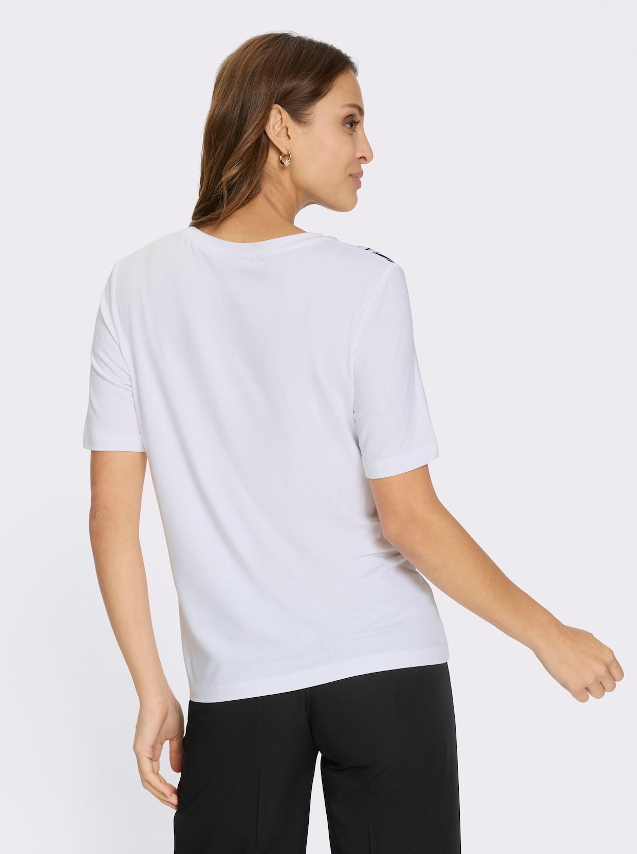 Kurzarmshirt - weiß-marine-bedruckt