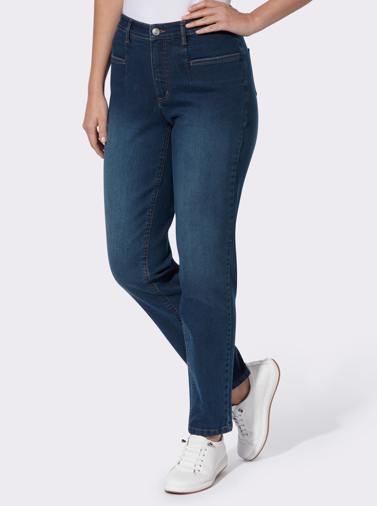 High-waist-Jeans im 4-Pocket-Stil - blue-stone-washed